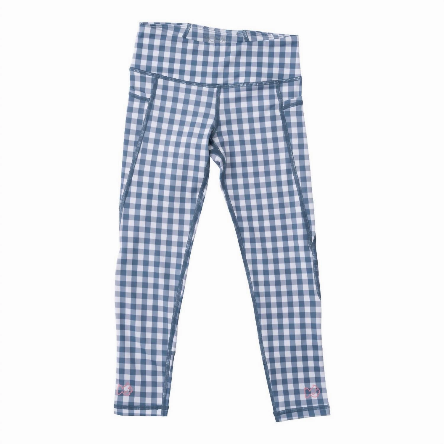 Windproof Design Girls' Athletic Legging In Bluefin Gingham