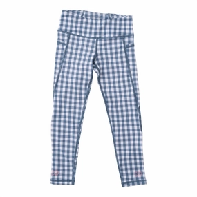 Windproof Design Girls' Athletic Legging In Bluefin Gingham
