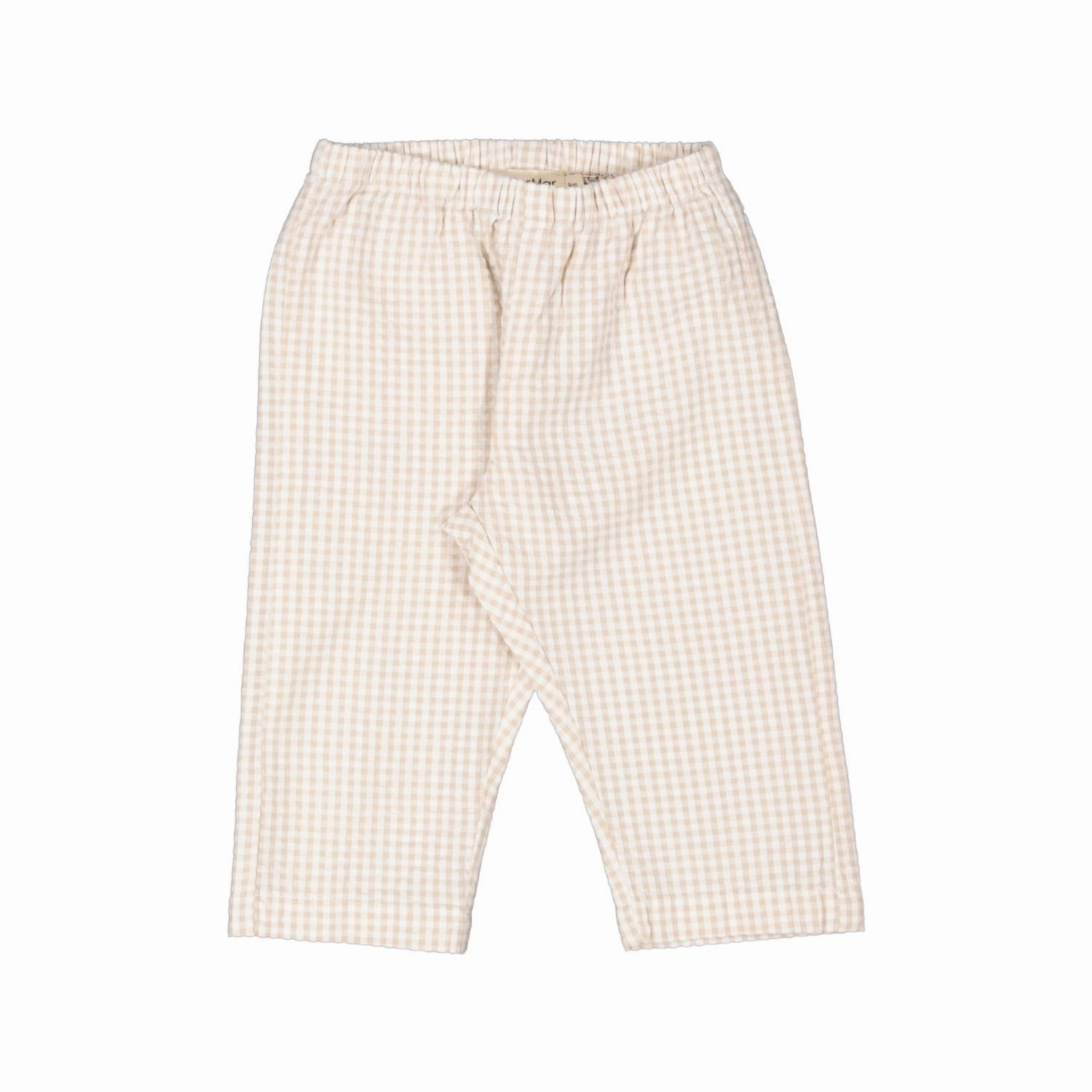 Girls' Panto Checked Pants In Sand Comfortable Waistband
