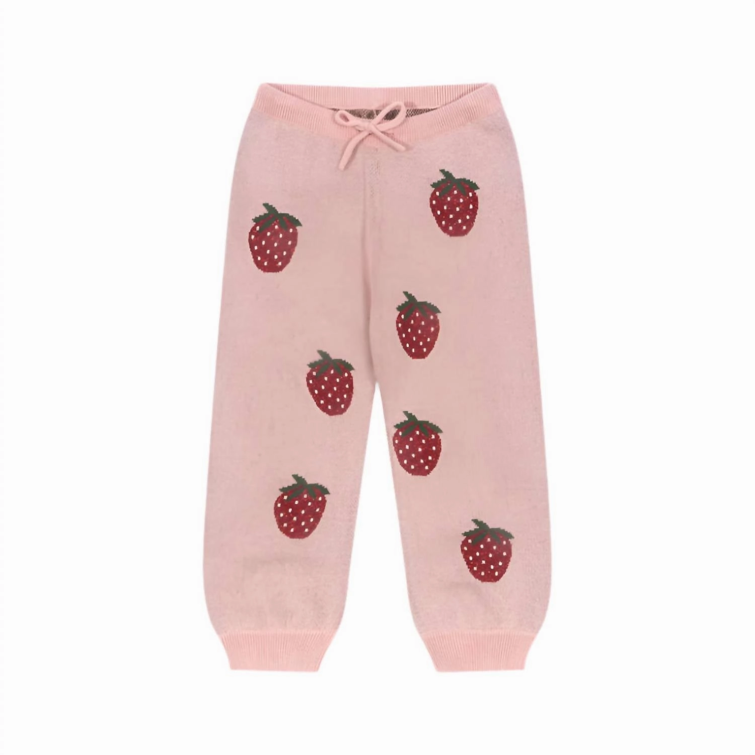 Girls' Strawberry Knit Pants In Pink Full Comfort Anti Odor Treatment