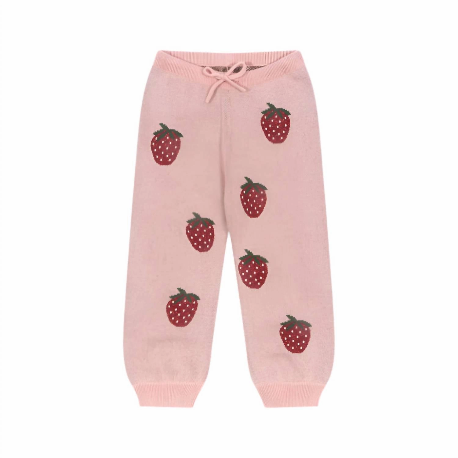 Girls' Strawberry Knit Pants In Pink Flexible Fit quick dry