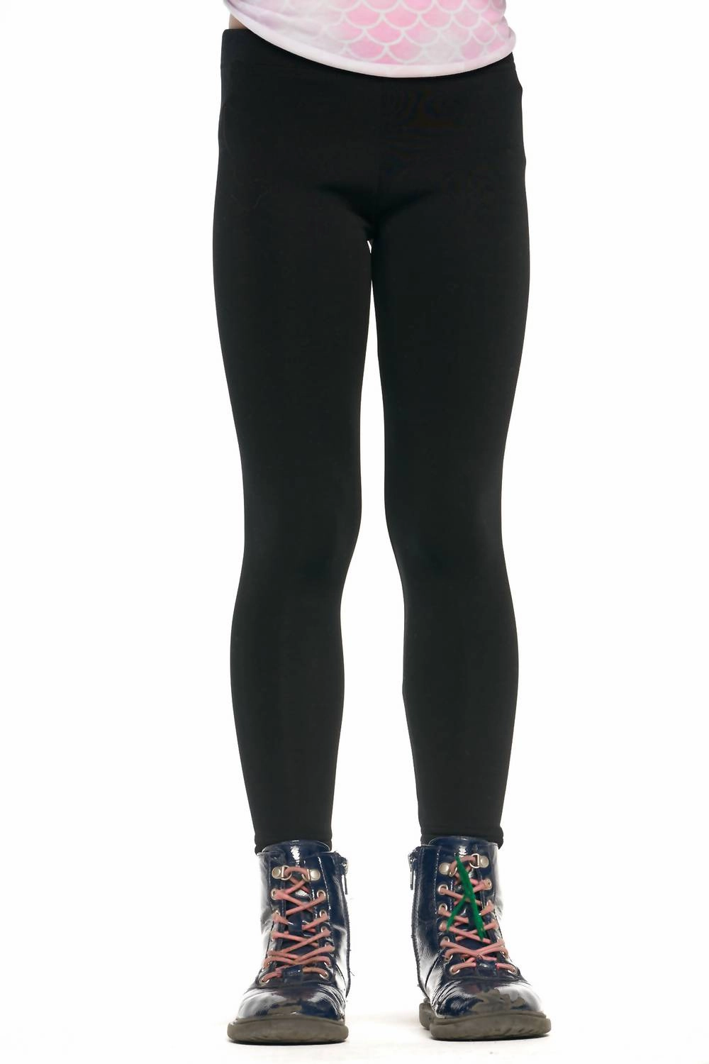 Ultra Soft Texture Abrasion Proof Reinforcements Girls Classic Knit Leggings In True Black