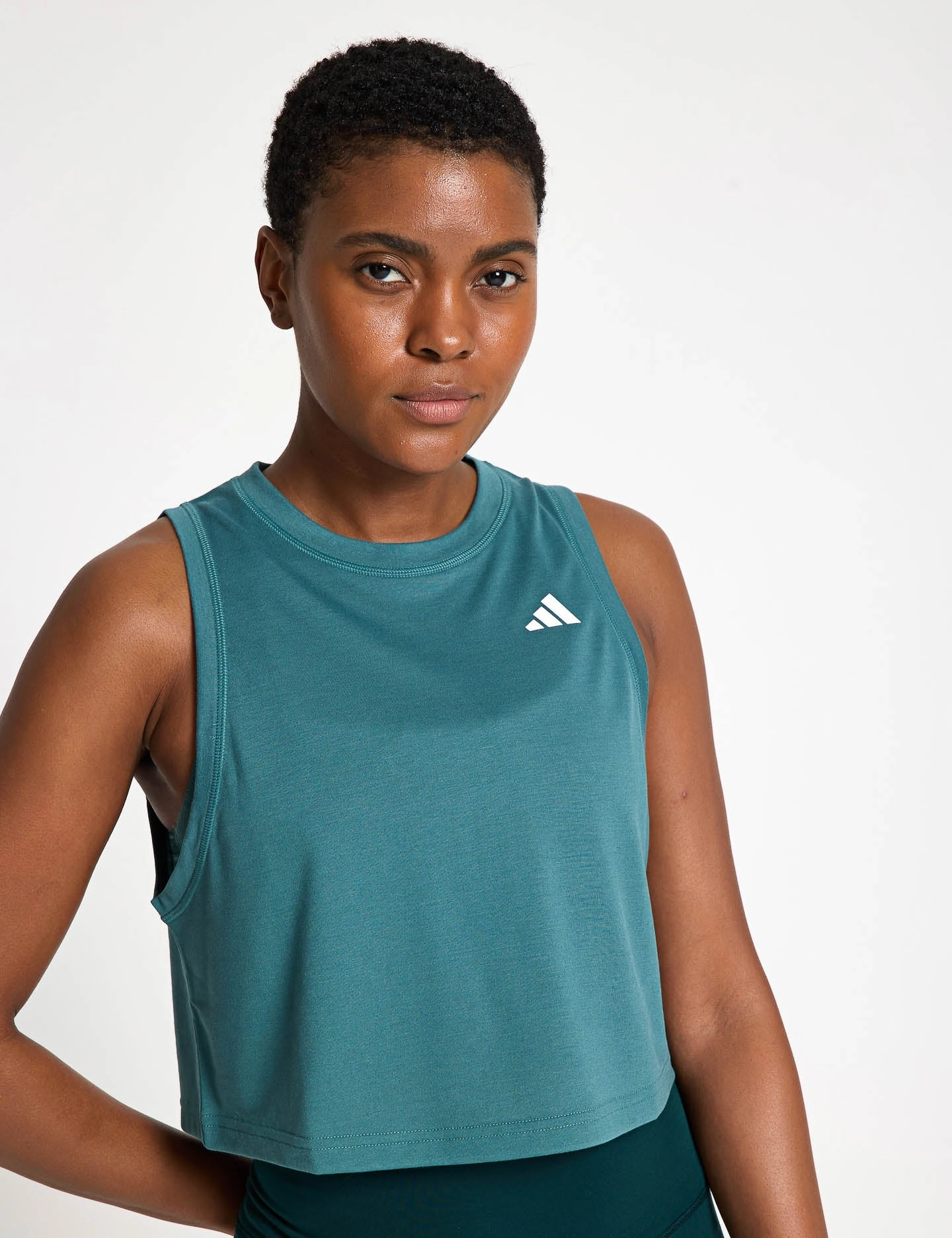 Train Essentials Boxy Workout Tank Top - Preloved Teal Flexible frame