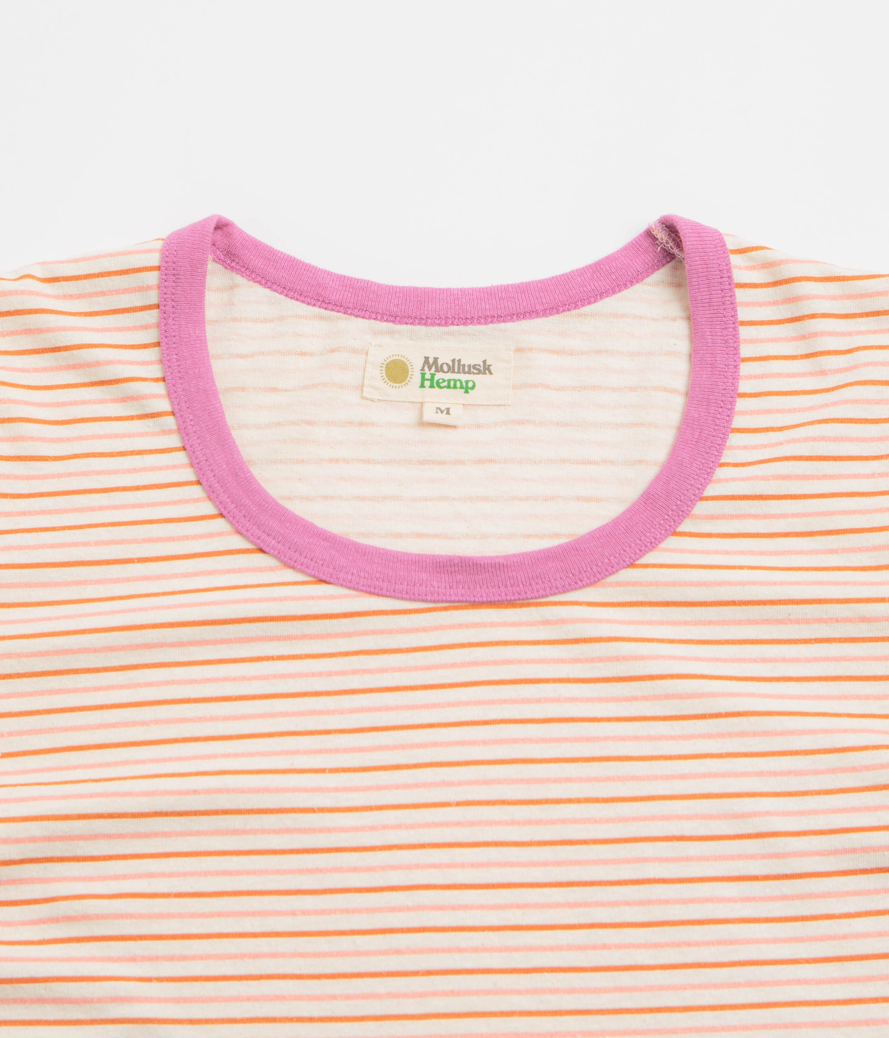 Mollusk Womens Ringer T-Shirt - Pink Stripe label Button Down