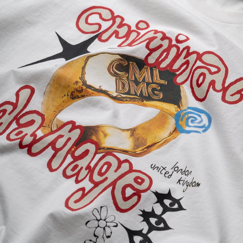Criminal Damage Signet Ring Tee - Off White basketball venue cuffs