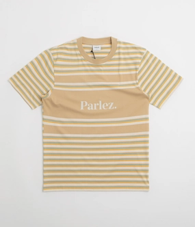 Parlez Solar YD Stripe T-Shirt - Greige Cuffed Sleeves shooting venue
