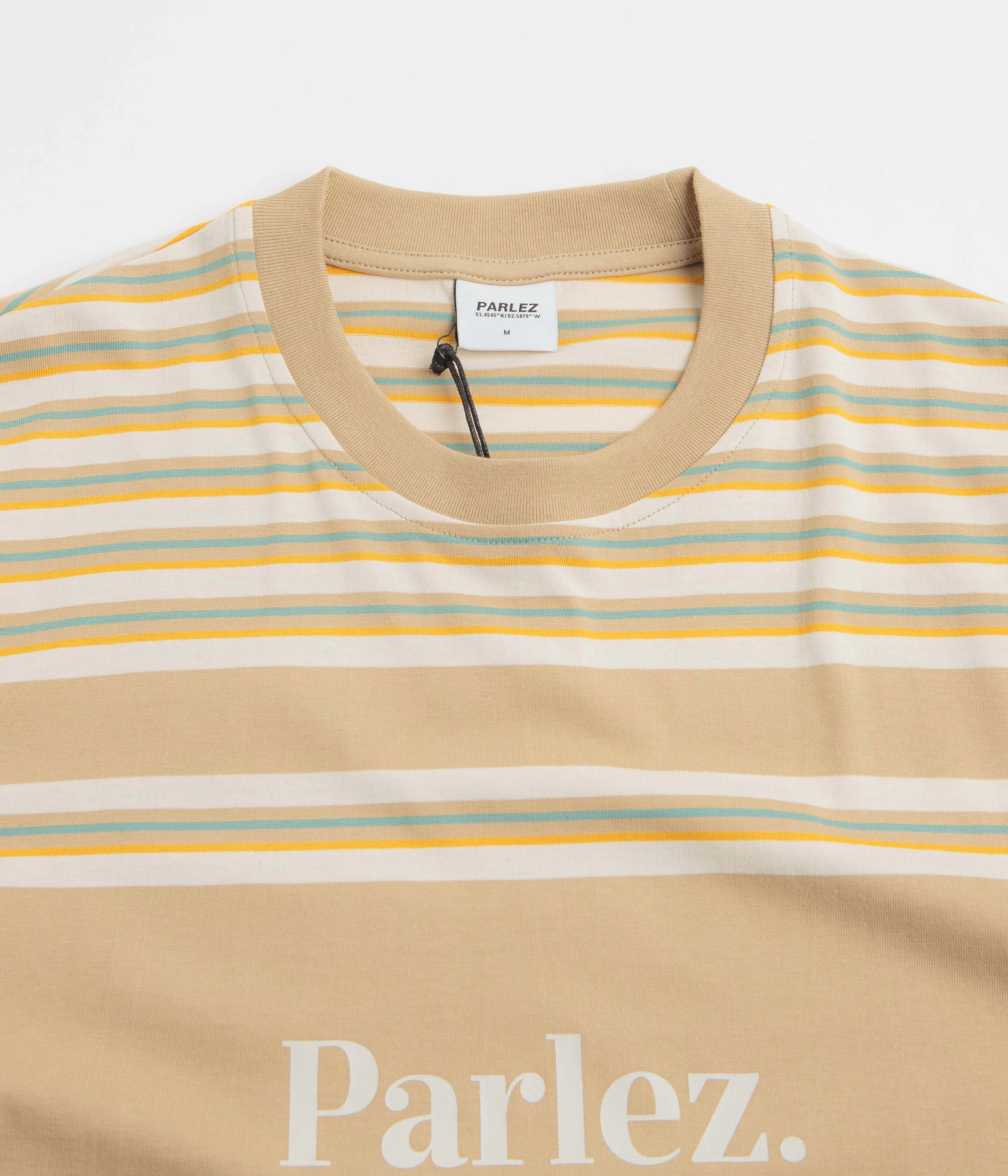 temperate climate Parlez Solar YD Stripe T-Shirt - Greige