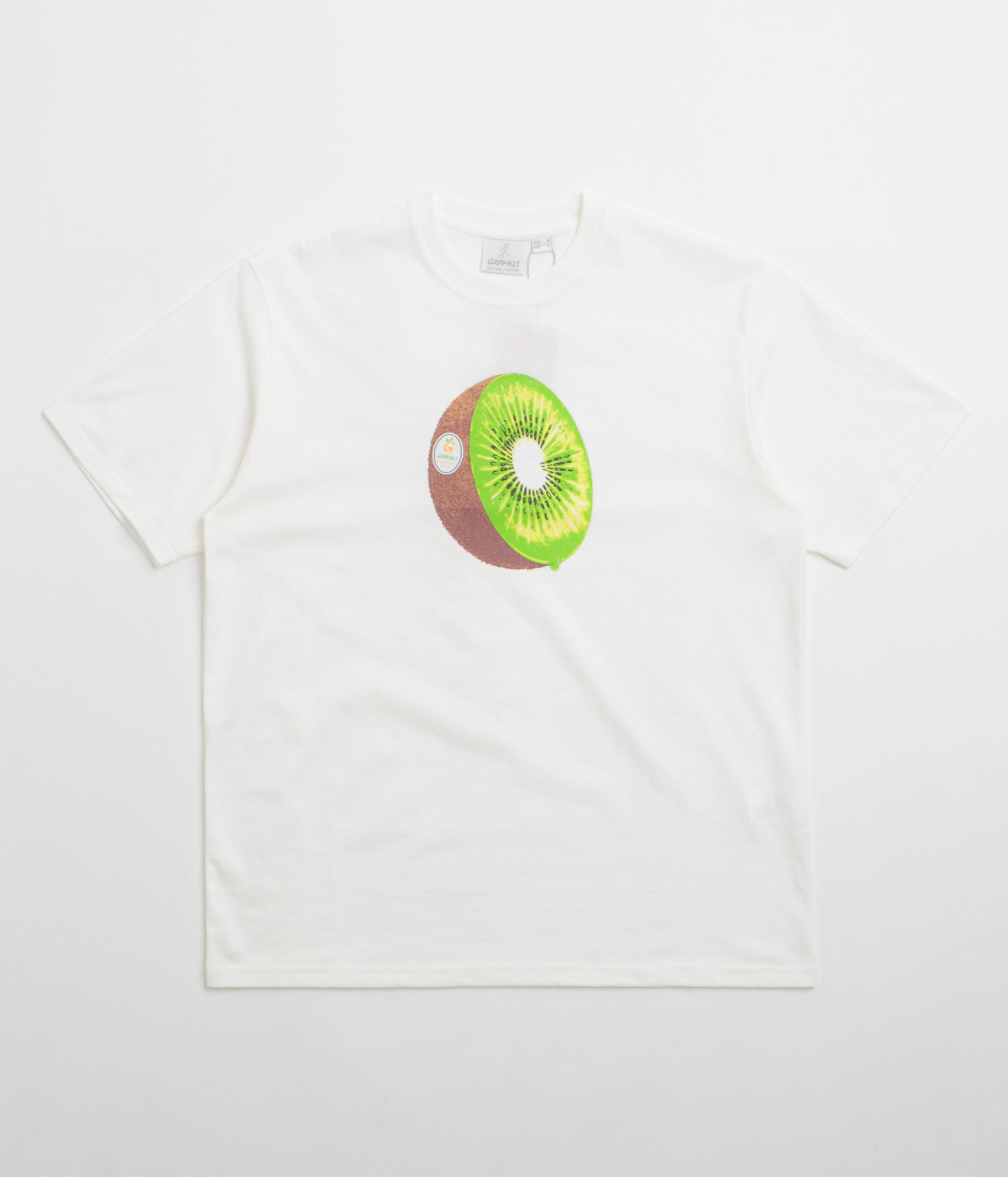 Gramicci Kiwi T-Shirt - White neon hem ethnic prints