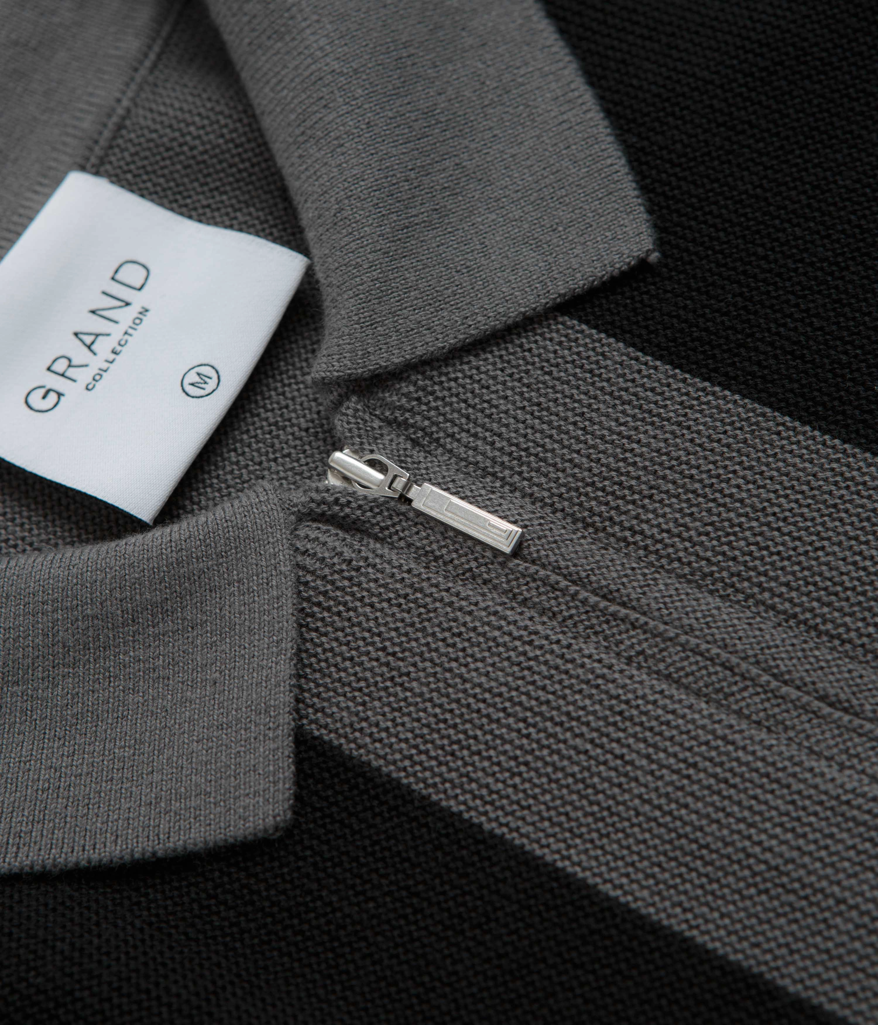 Linen Grand Collection Knit 1/4 Zip Sweatshirt - Grey / Black