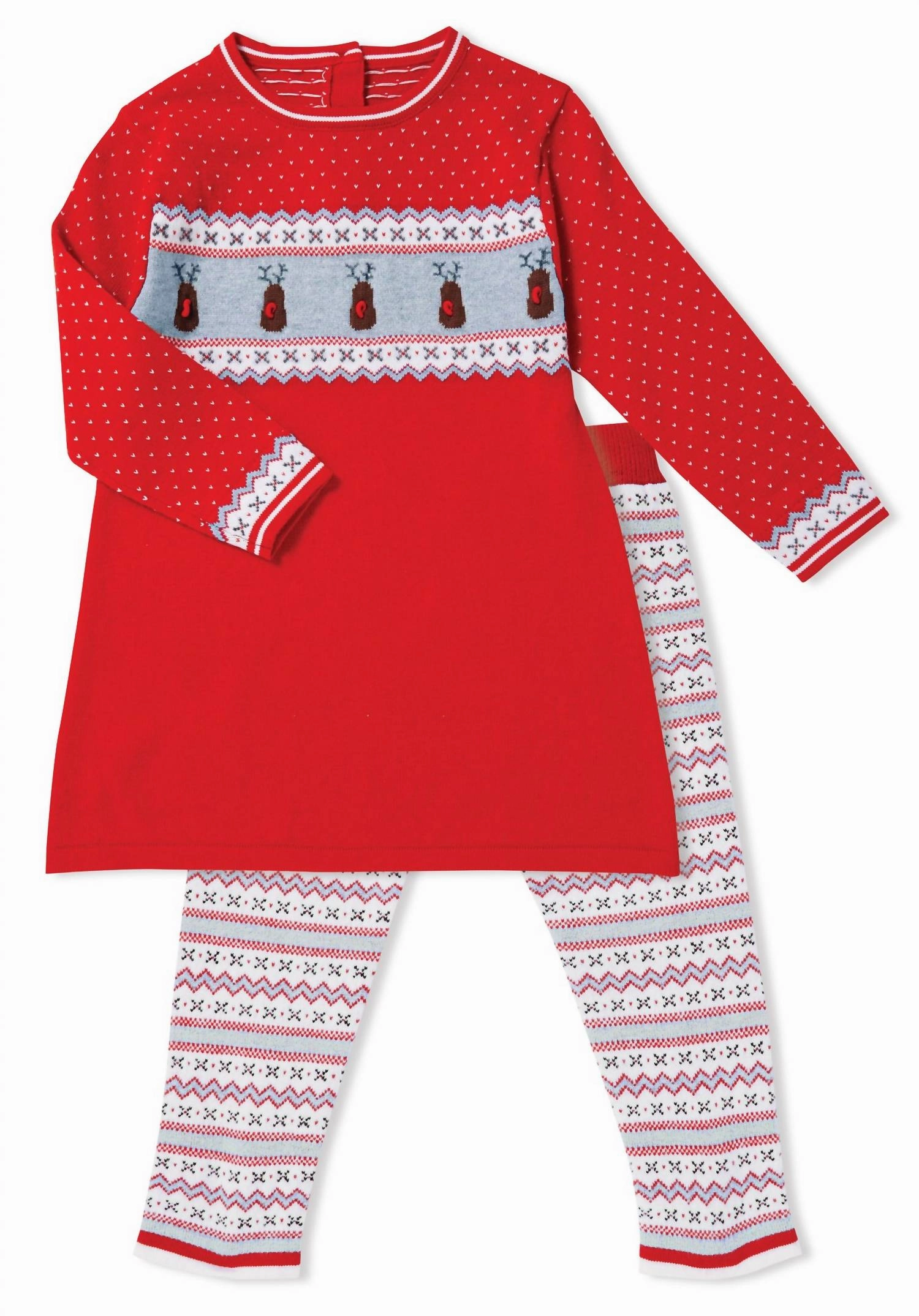 Casual Stretch Wear Girls Pom Pom Tunic And Legging In Red