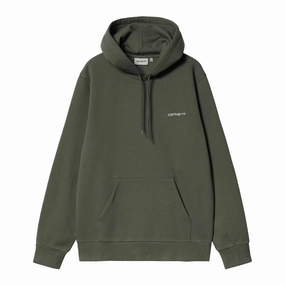 Oversized style Mode Sense Carhartt WIP Hooded Script Embroidery Sweat - Opuntia / White