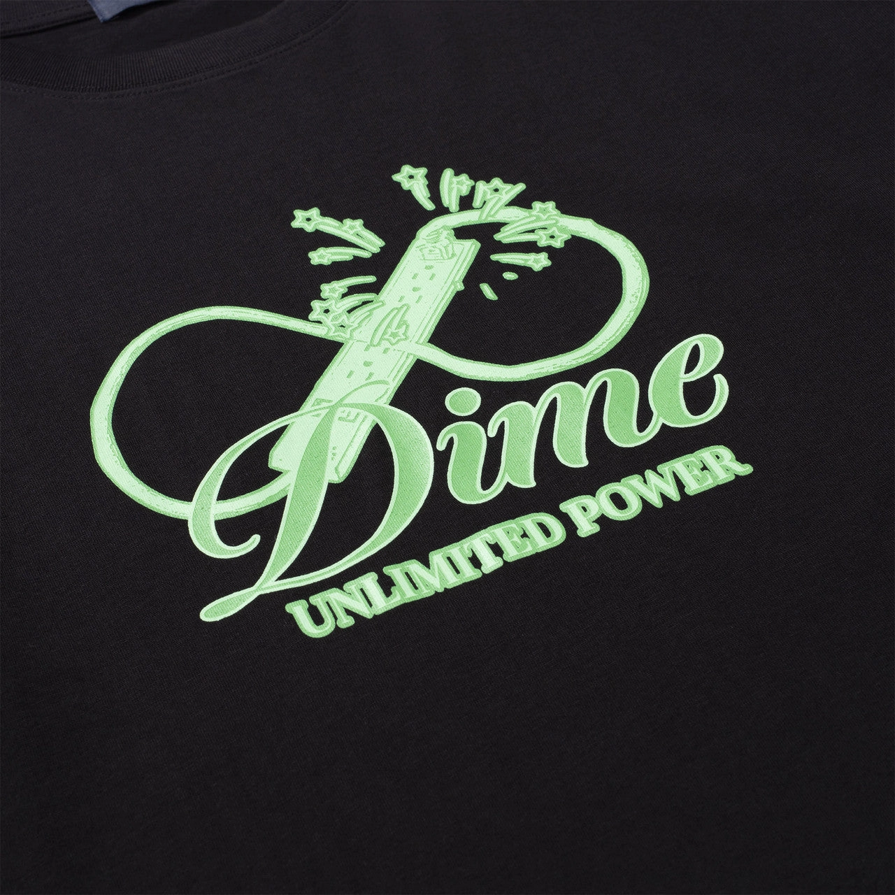 Cursive Power T-Shirt rolled sleeves