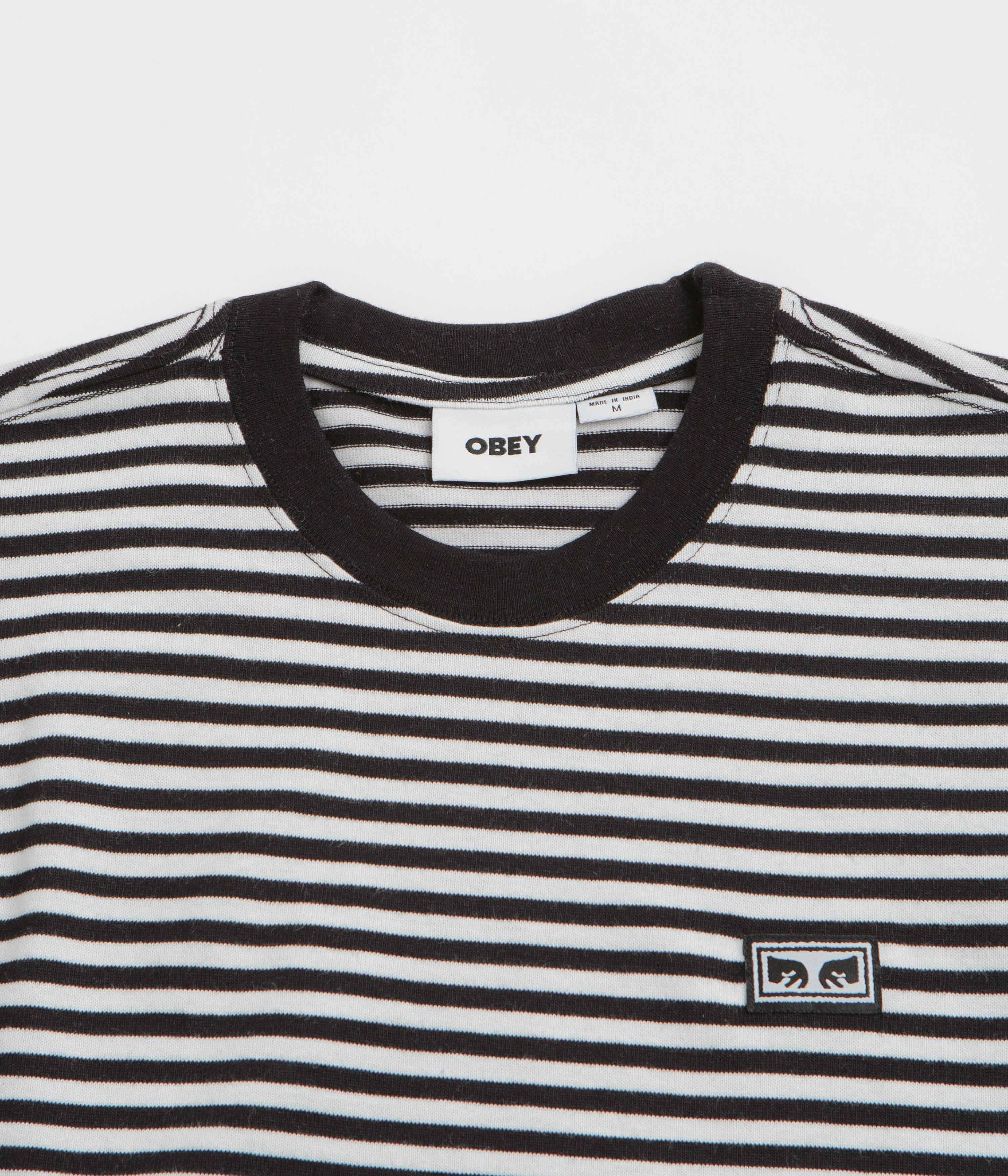 Obey Established Works Eyes Stripe T-Shirt - Black art gallery venue