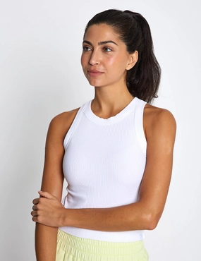 Body Mapped Ventilation Antibacterial Fiber Blend Harmony Tank Top - White Rib