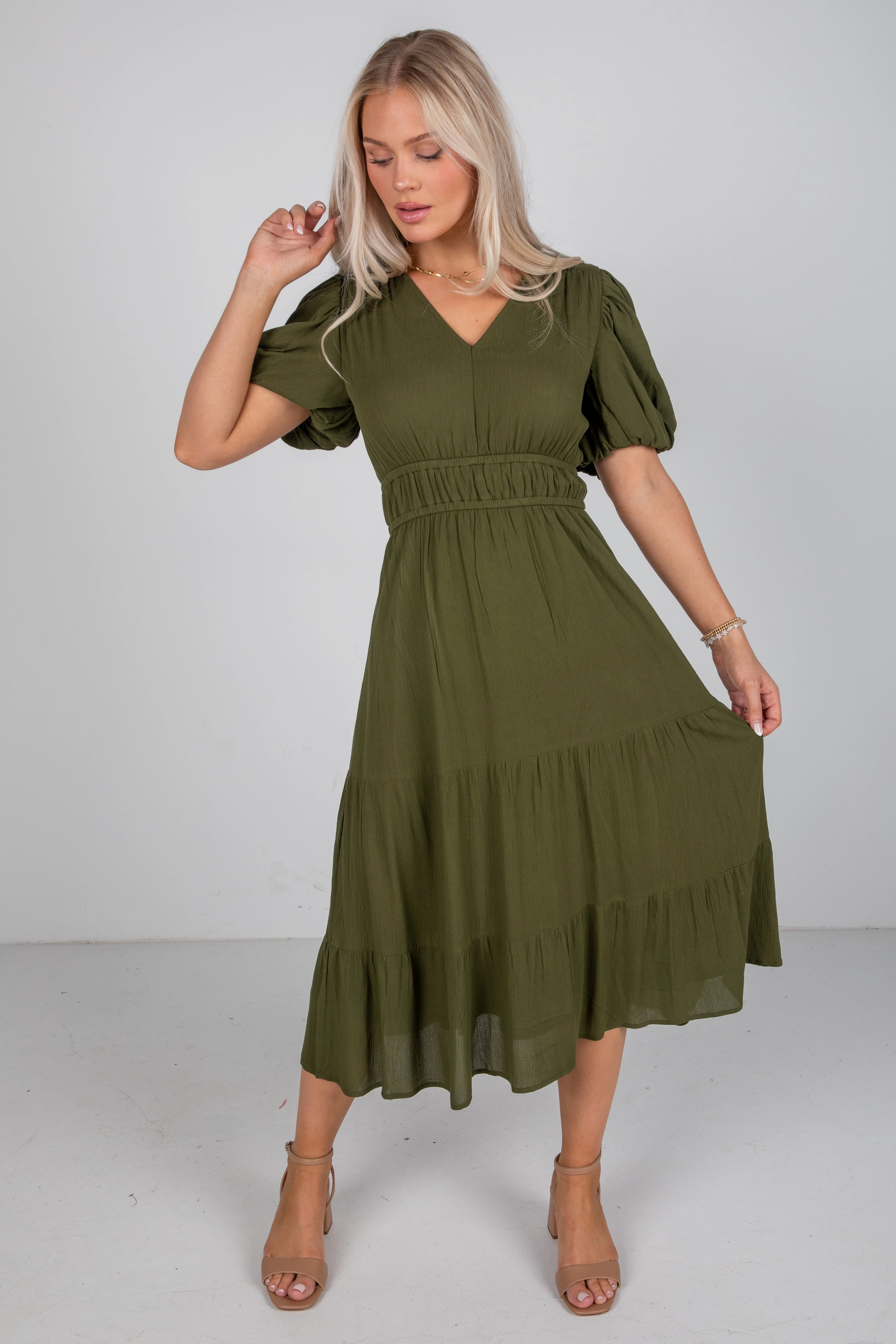 Minimal Mood Have The Best Time Olive Midi Dress