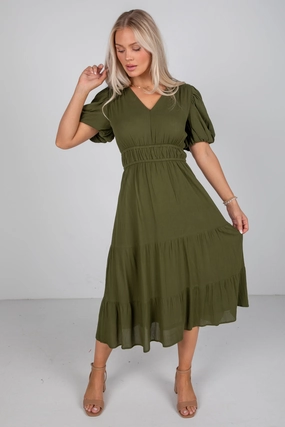 Minimal Mood Have The Best Time Olive Midi Dress
