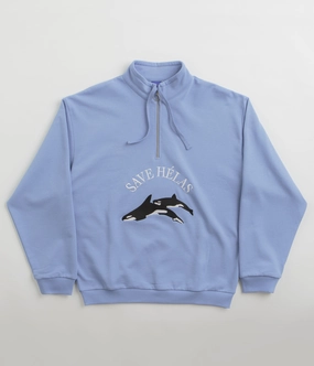 Helas Save Helas Quarter Zip Sweatshirt - Grey Blue Chilly Weather Style