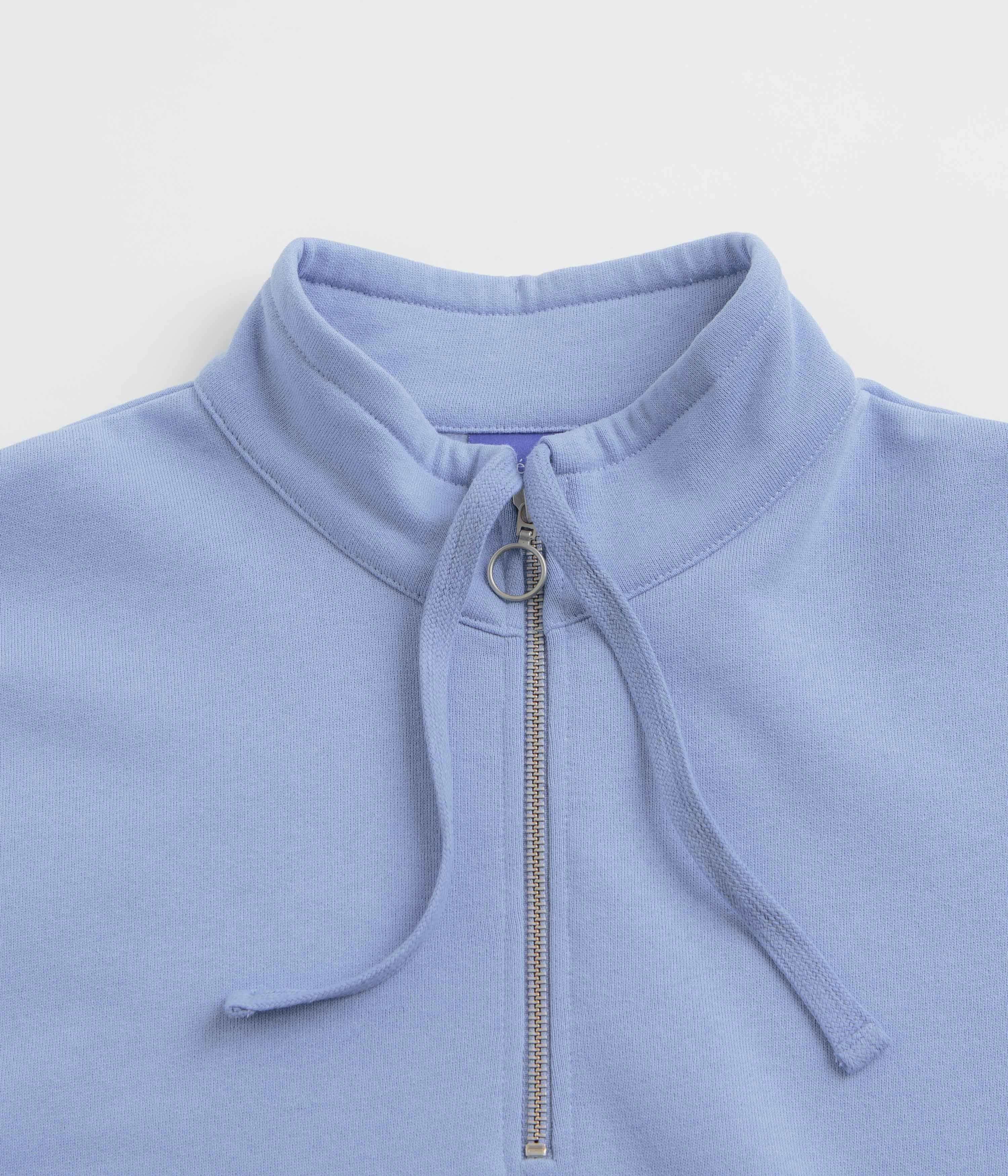 Helas Save Helas Quarter Zip Sweatshirt - Grey Blue Layering Piece Chill Wearable