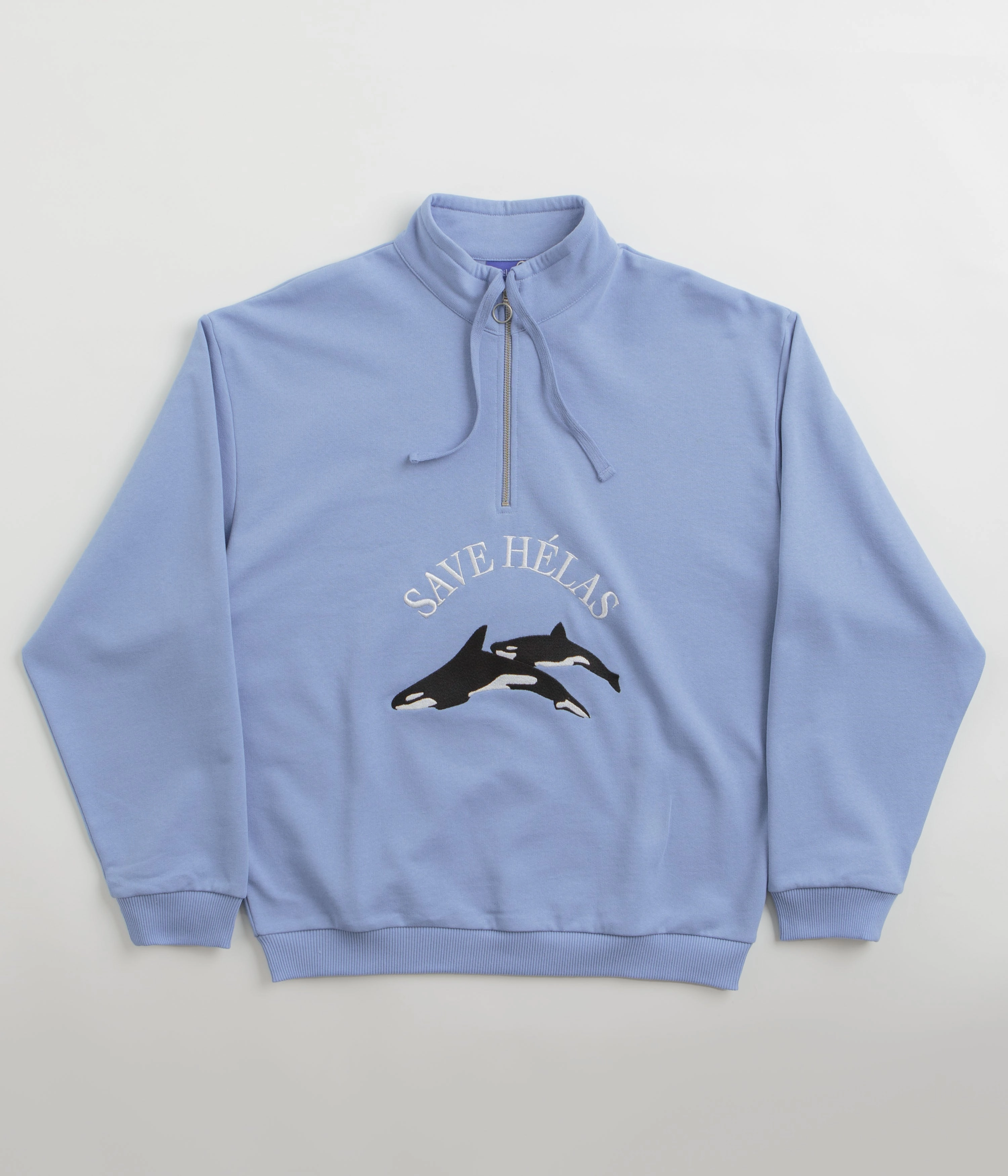 Helas Save Helas Quarter Zip Sweatshirt - Grey Blue Chilly Weather Style