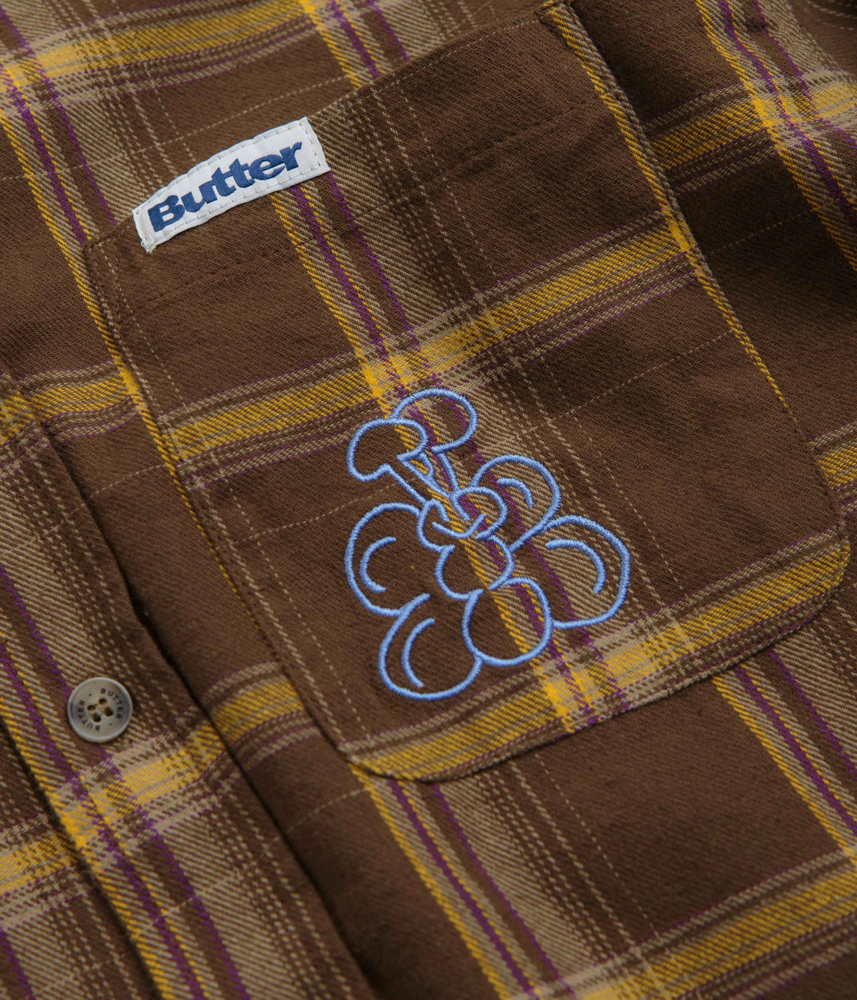 Hooded Neckline Butter Goods Bugs Flannel Shirt - Chestnut