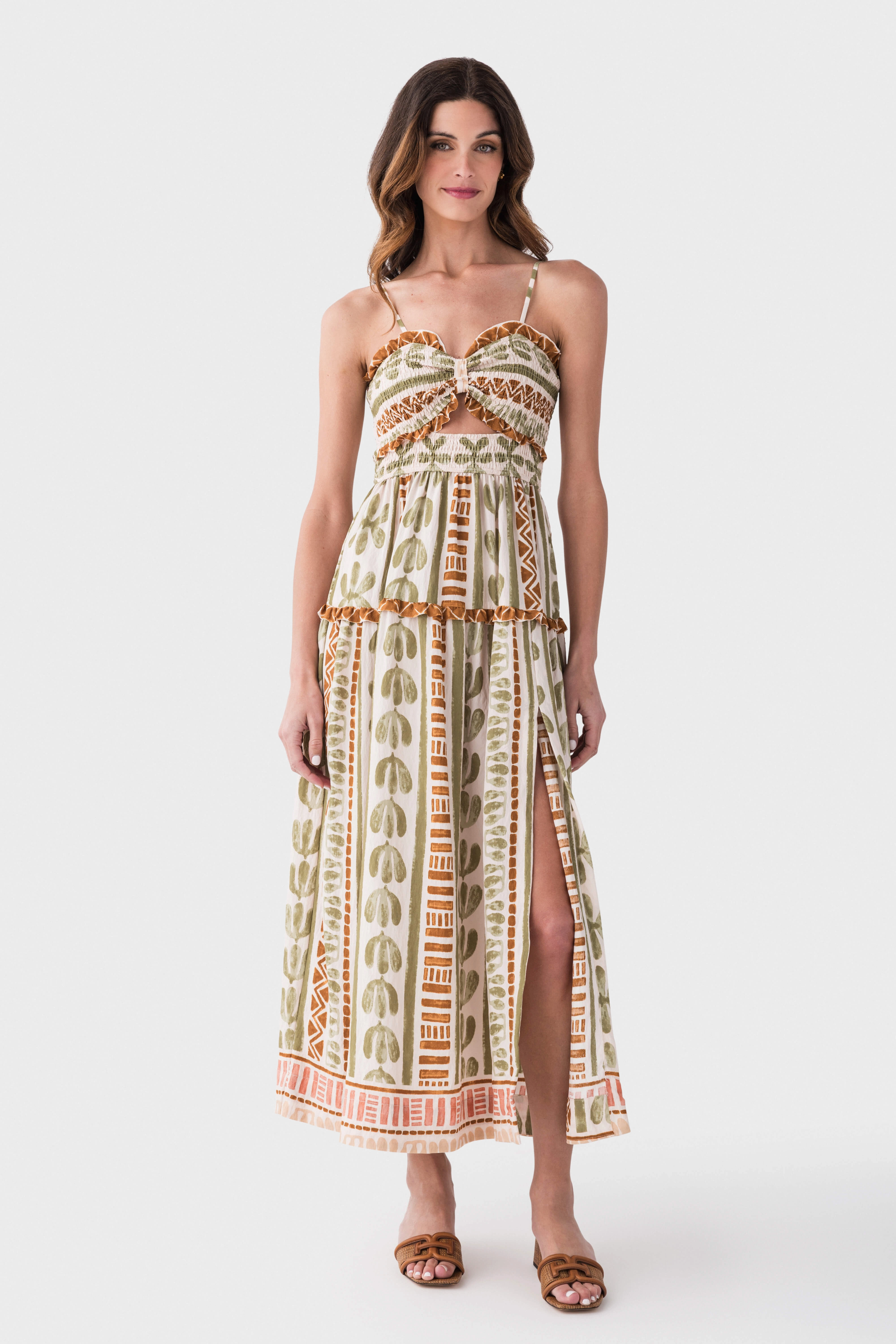 Fold-Over-Detail Dress Forum The Bahamas Cutout Smocked Maxi Dress