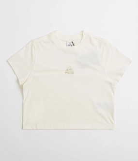 flight venue NIke ACG Womens Baby Lungs T-Shirt - Pale Ivory / Light Khaki / Parachute Beige