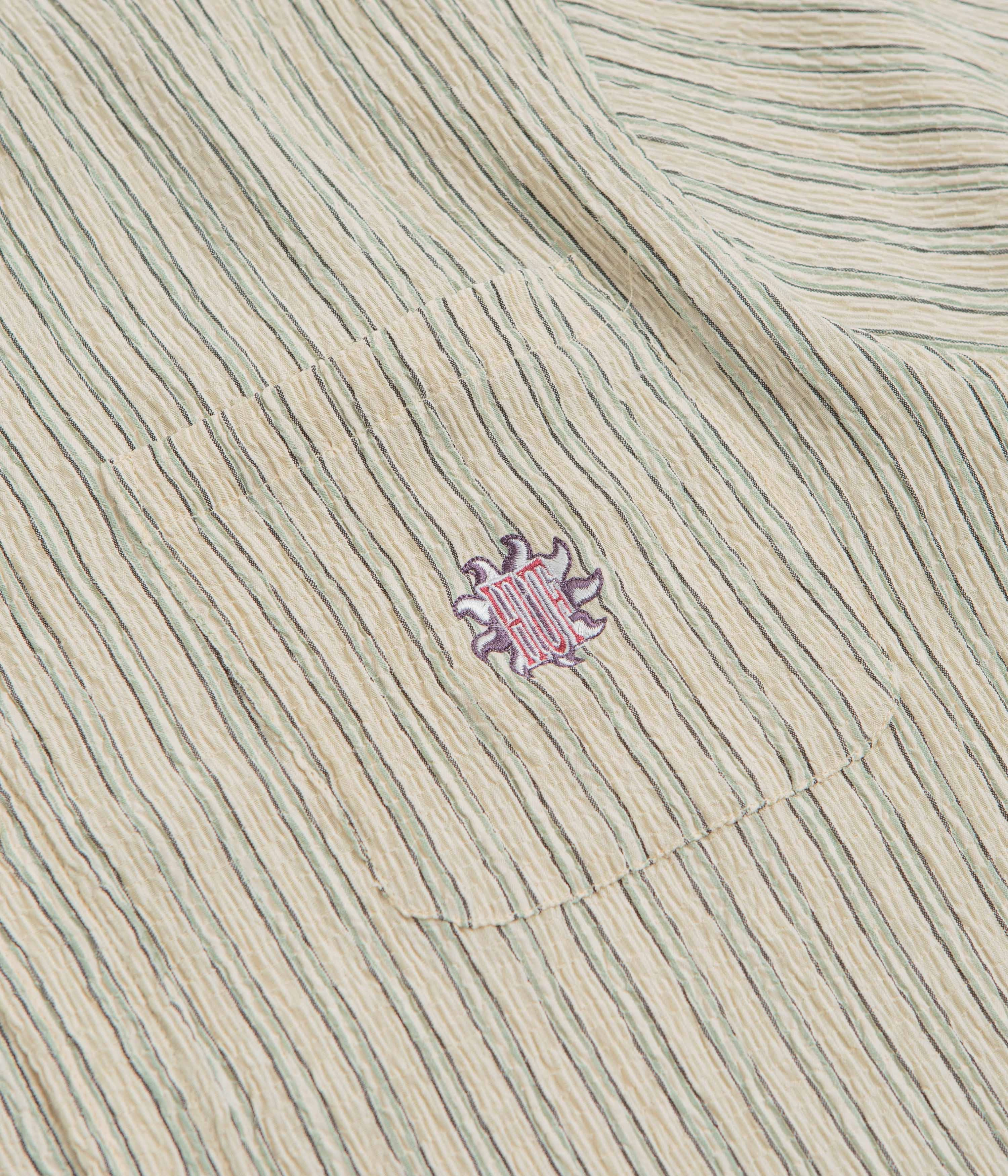 HUF Apollo Striped Short Sleeve Shirt - Natural Pullover Design