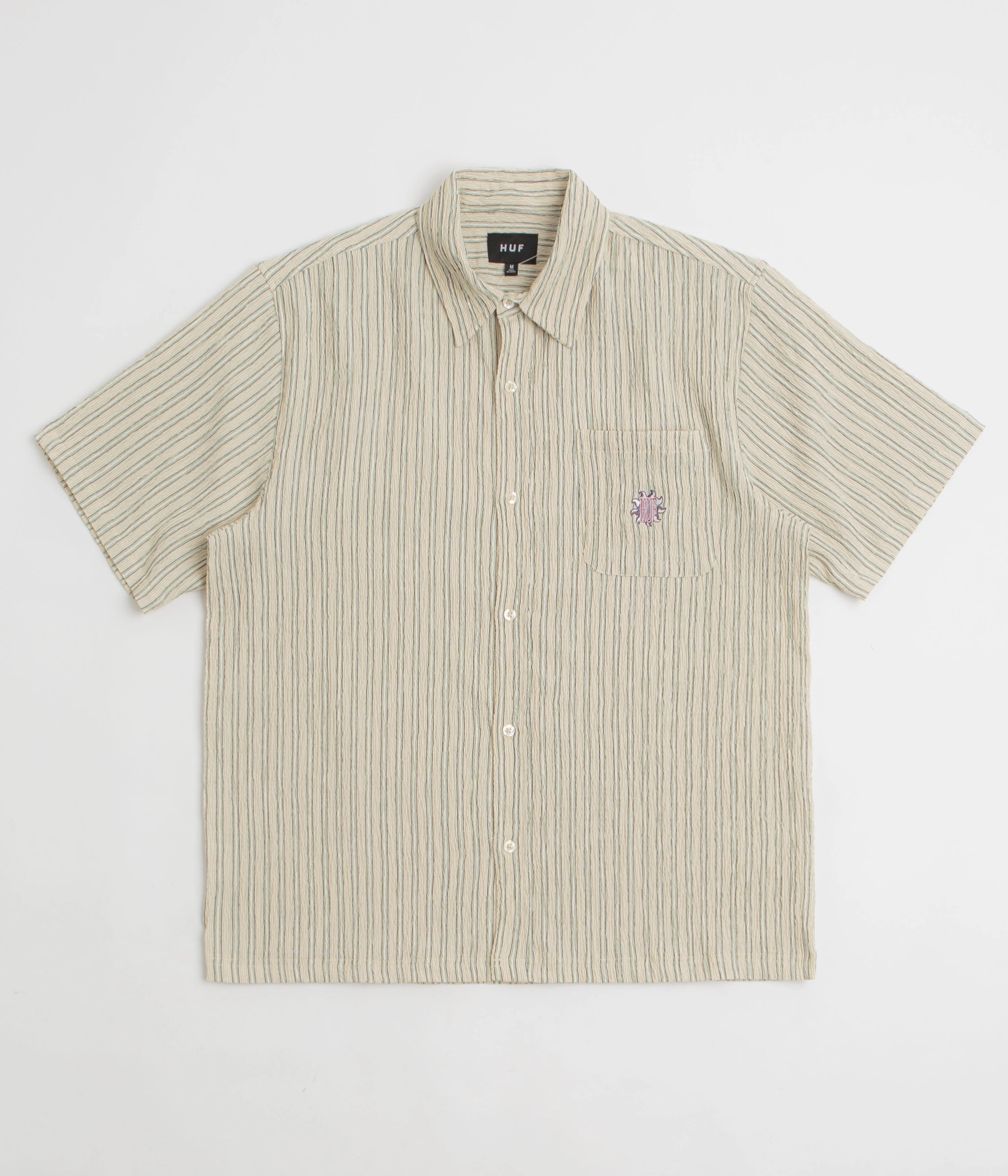 HUF Apollo Striped Short Sleeve Shirt - Natural Static Dissipating Fiber