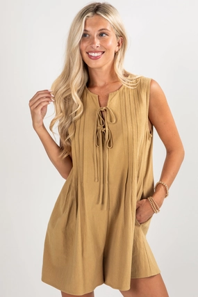 Inner Glow Elegant Mature FINAL SALE - Precious Look Khaki Romper