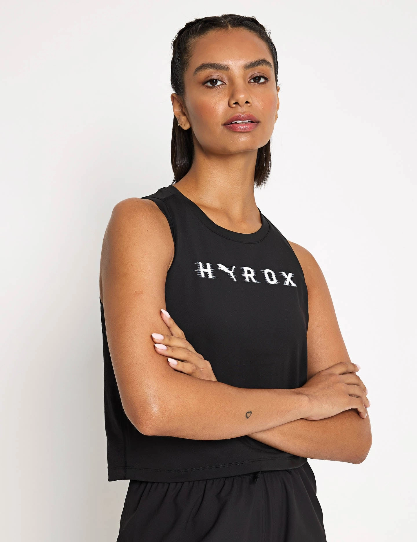 Puma x Hyrox Cloudspun ThermoAdapt Crop Tank - Black standard sized Lightweight Weave