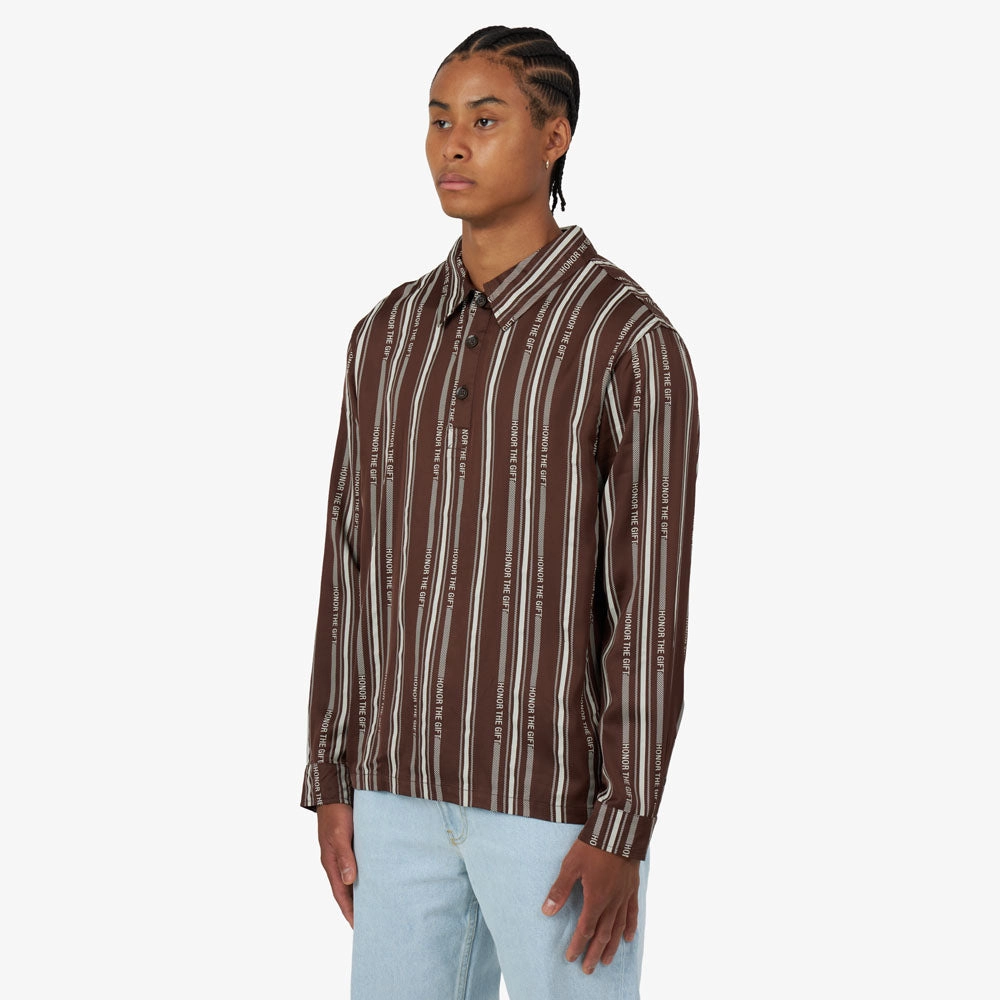 Soft Collar Lining Honor The Gift Honor Stripe Long Sleeve Henley / Brown