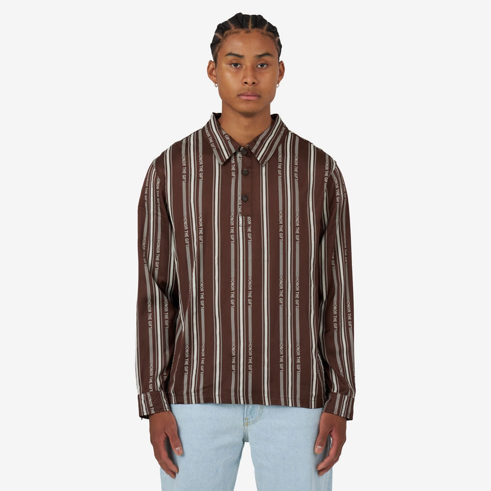 Honor The Gift Honor Stripe Long Sleeve Henley / Brown football event