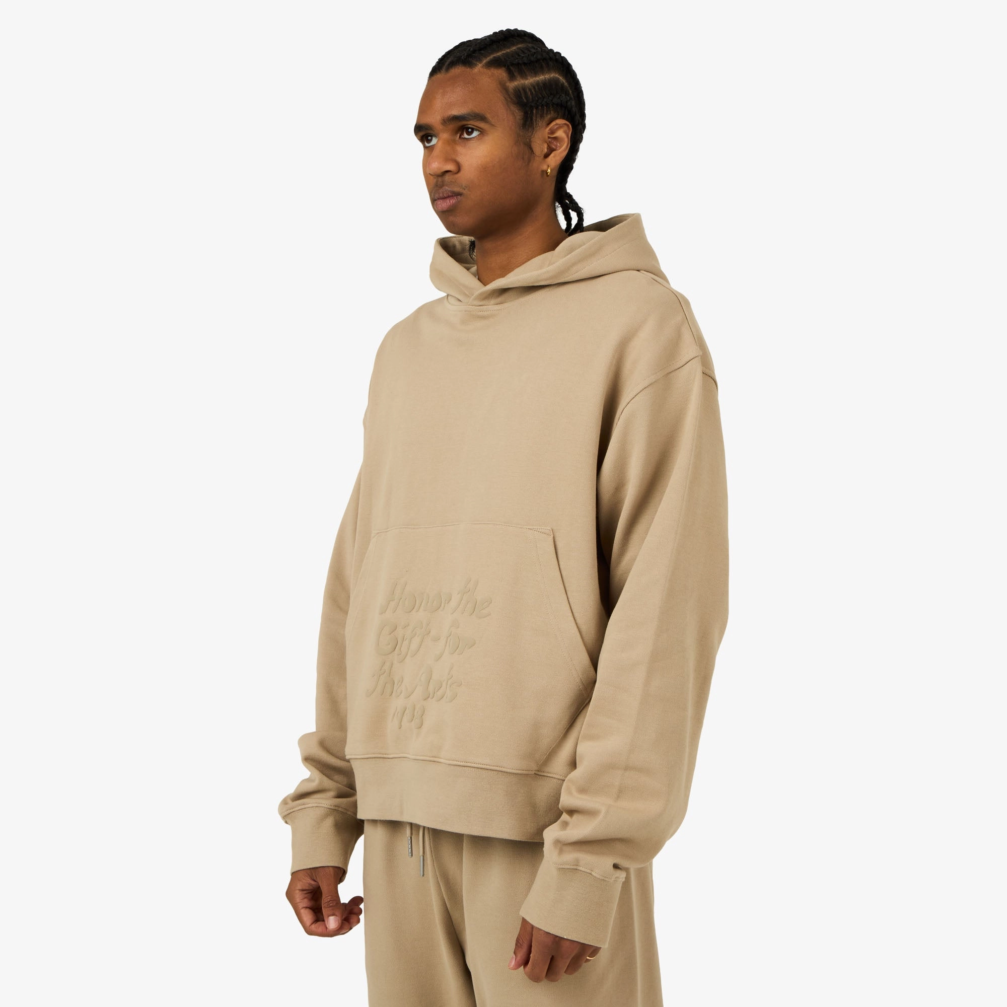 Honor The Gift Reverse Hoodie Pebble Comfy Mood Eco-friendly