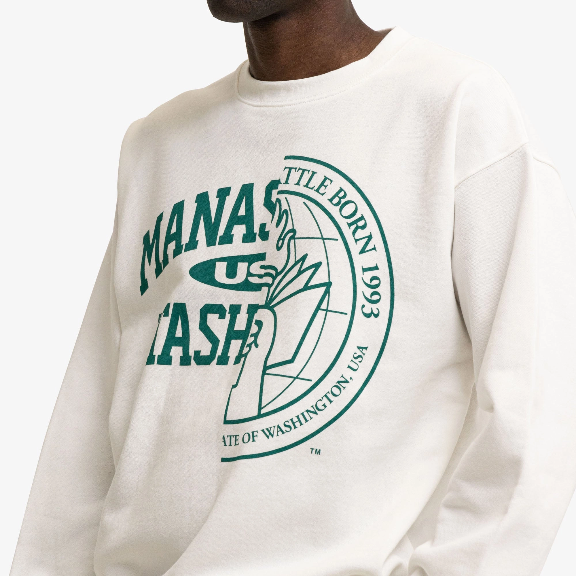 duck cloth Sustainable Manastash Collegiate Crewneck White