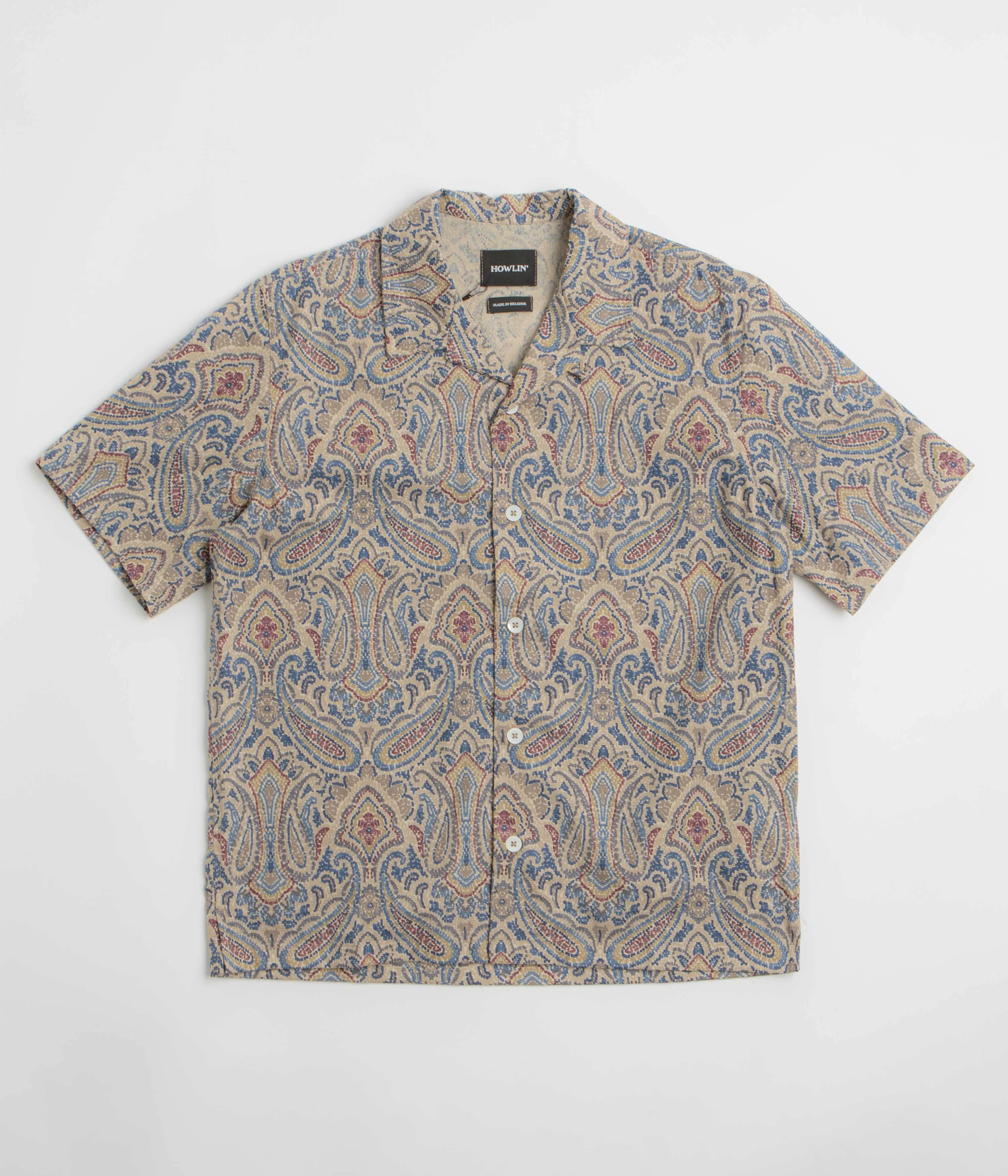 Howlin' Cocktail D??Amore Short Sleeve Shirt - Sand Psych Paisley Tailored Cut Regular Fit