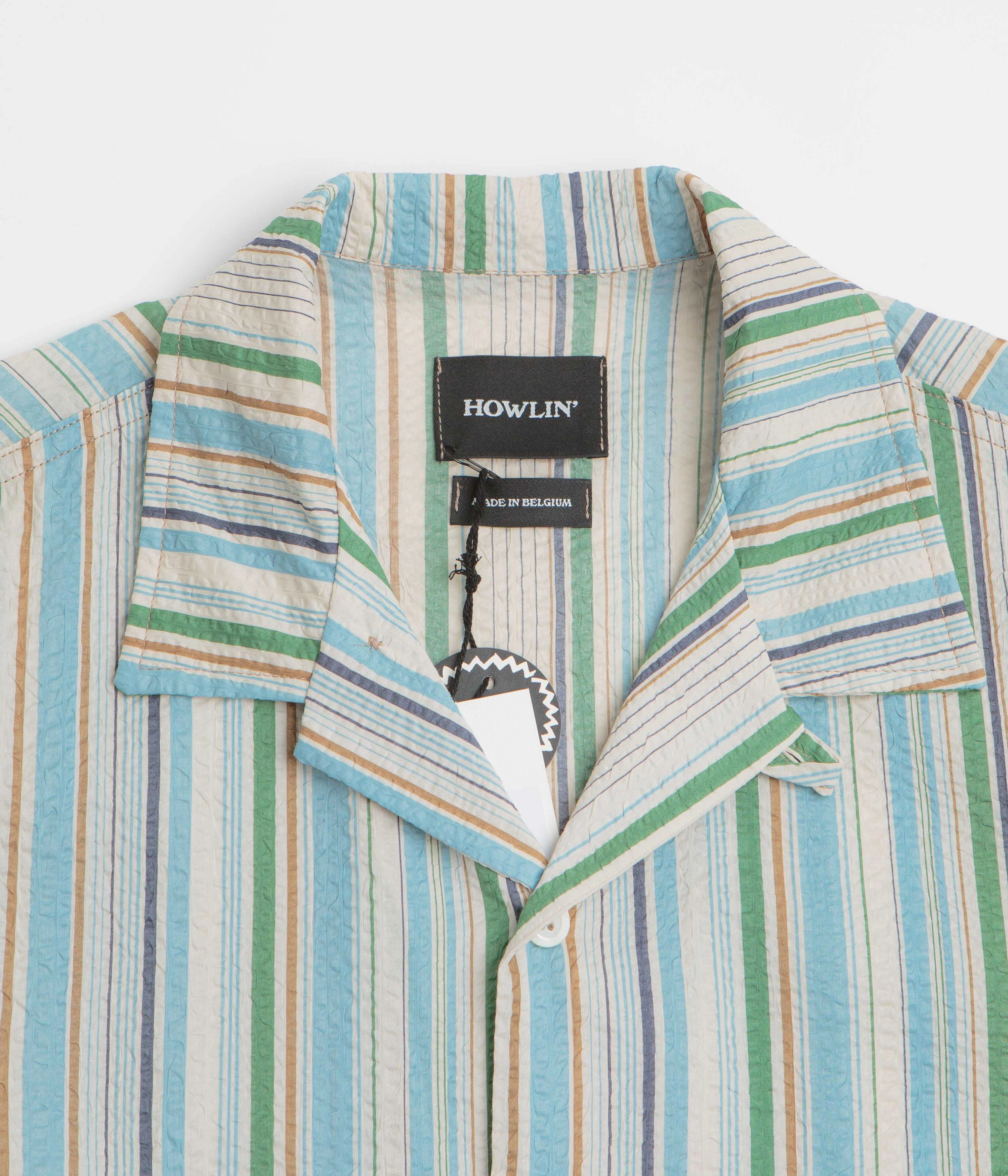 Howlin' Cocktail D??Amore Short Sleeve Shirt - Tropical Stripes Low Profile Pocket Design Versatile Layer