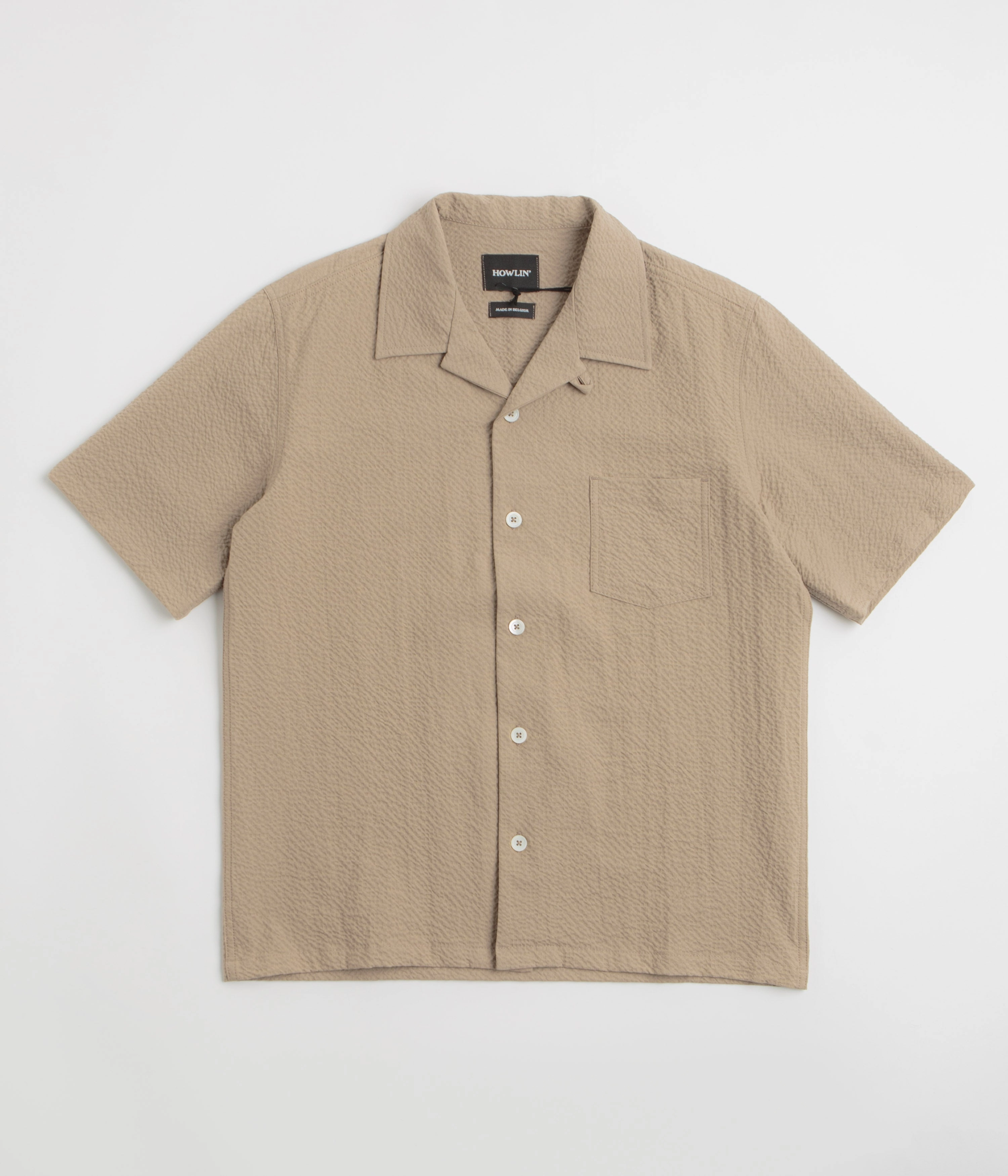 Gym Wear Howlin' Cocktail Short Sleeve Shirt - Biscuit Seersucker