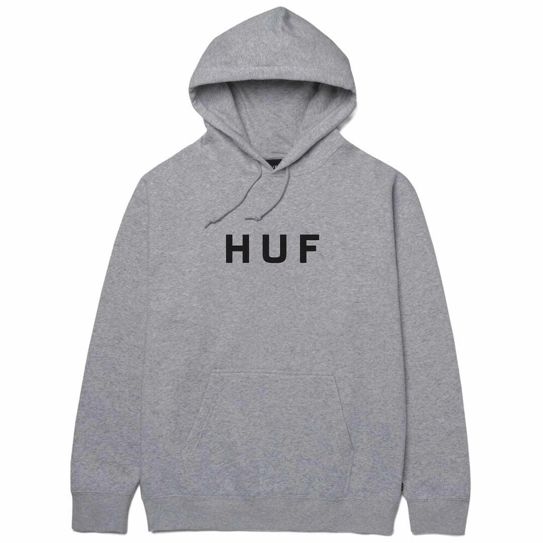 Ribbed Cuffs Huf - Essentials OG Logo Hoodie Grey Heather
