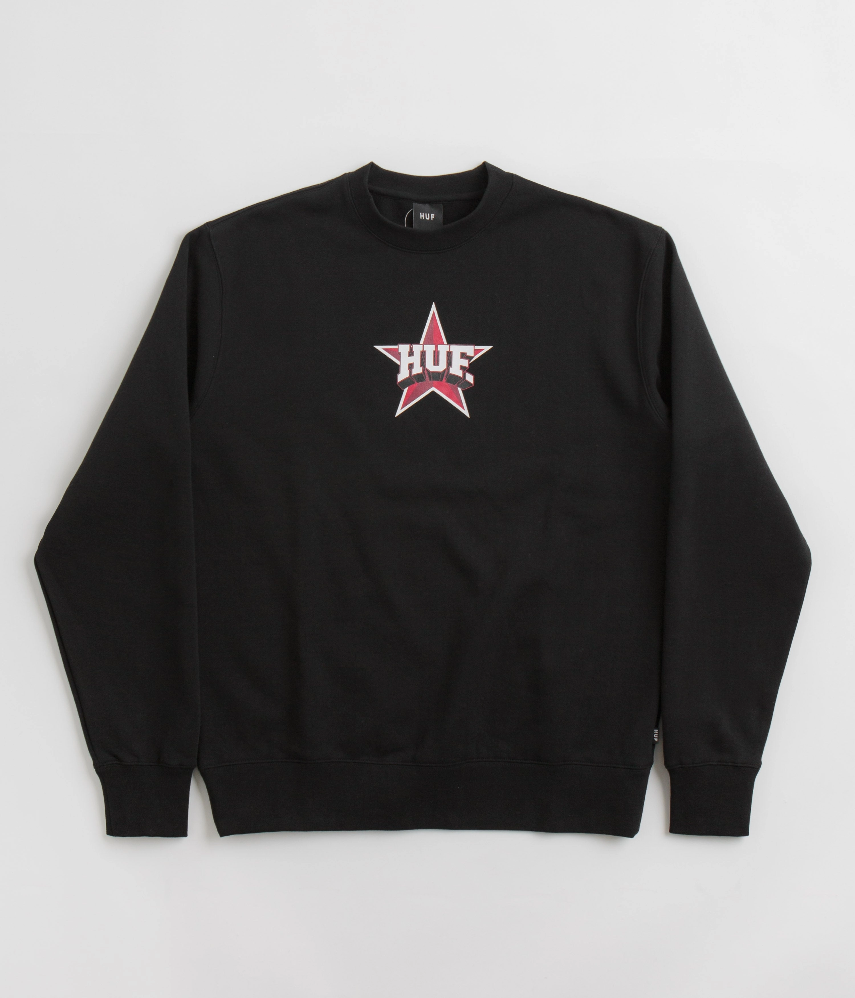 HUF All Star Crewneck Sweatshirt - Black product beach style charm Core Layer