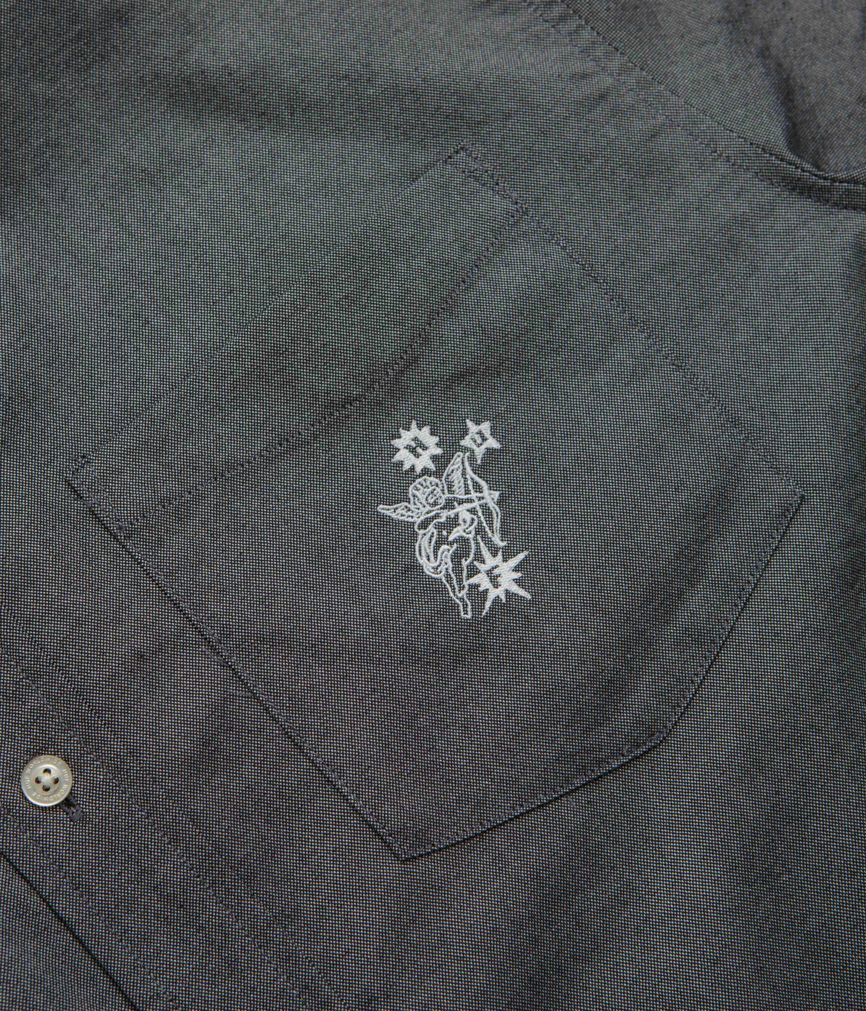 HUF Icarus Short Sleeve Oxford Shirt - Washed Black Sustainable production adult clothing