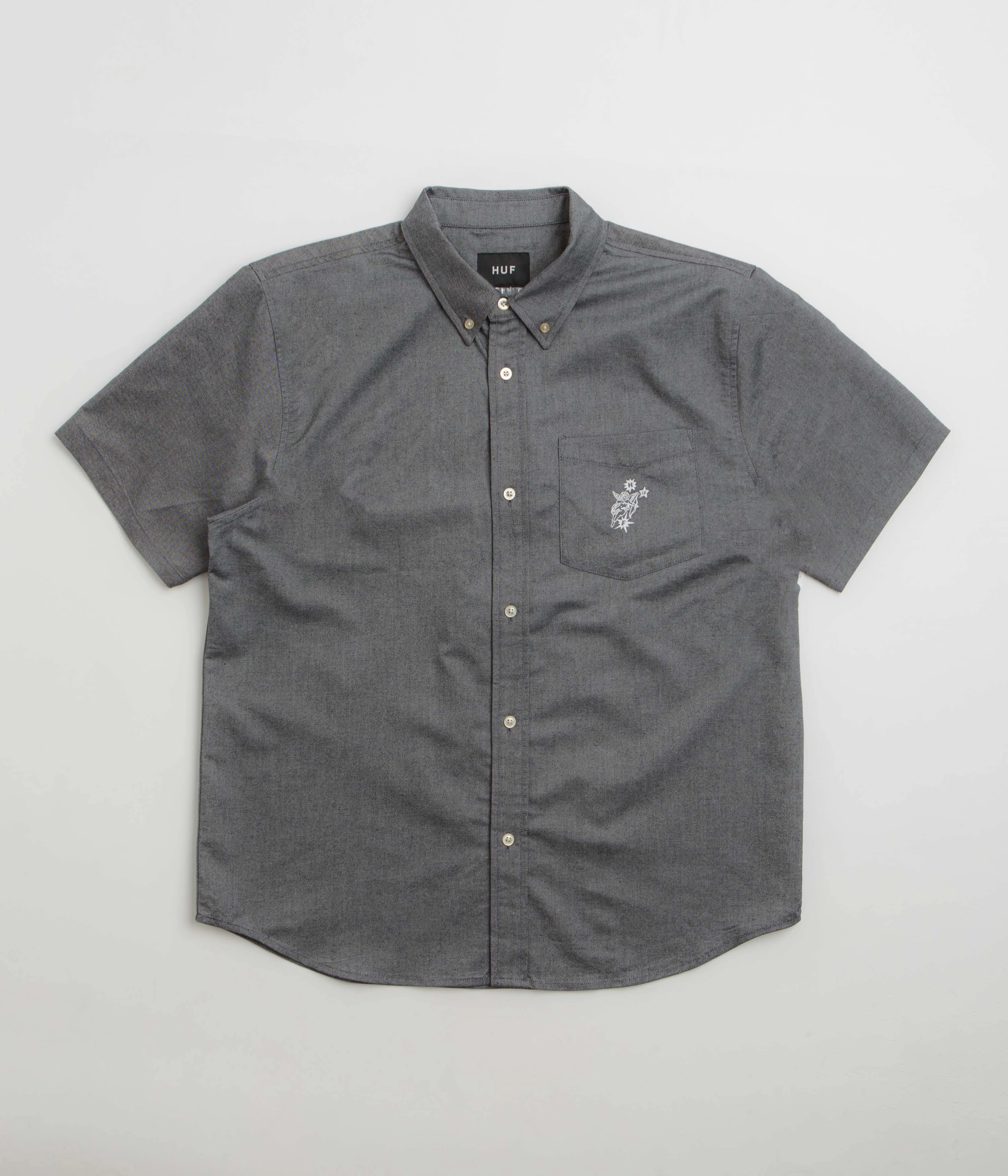 hypoallergenic material HUF Icarus Short Sleeve Oxford Shirt - Washed Black