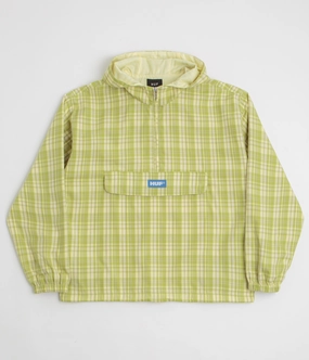 Eco-friendly Tear Resistant Panels HUF Rivington Plaid Anorak 1/4 Zip Anorak - Tarragon
