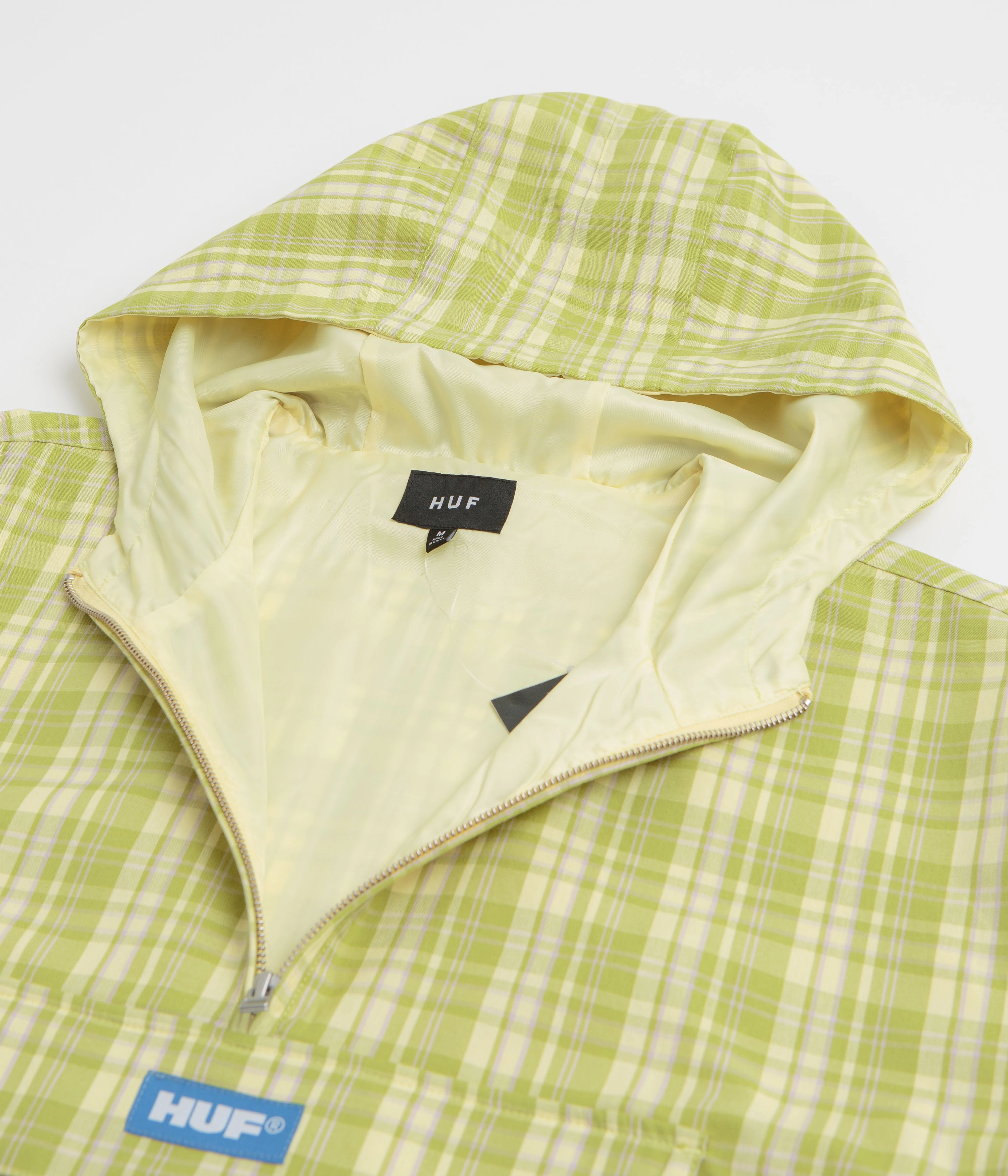 HUF Rivington Plaid Anorak 1/4 Zip Anorak - Tarragon Fast Paced