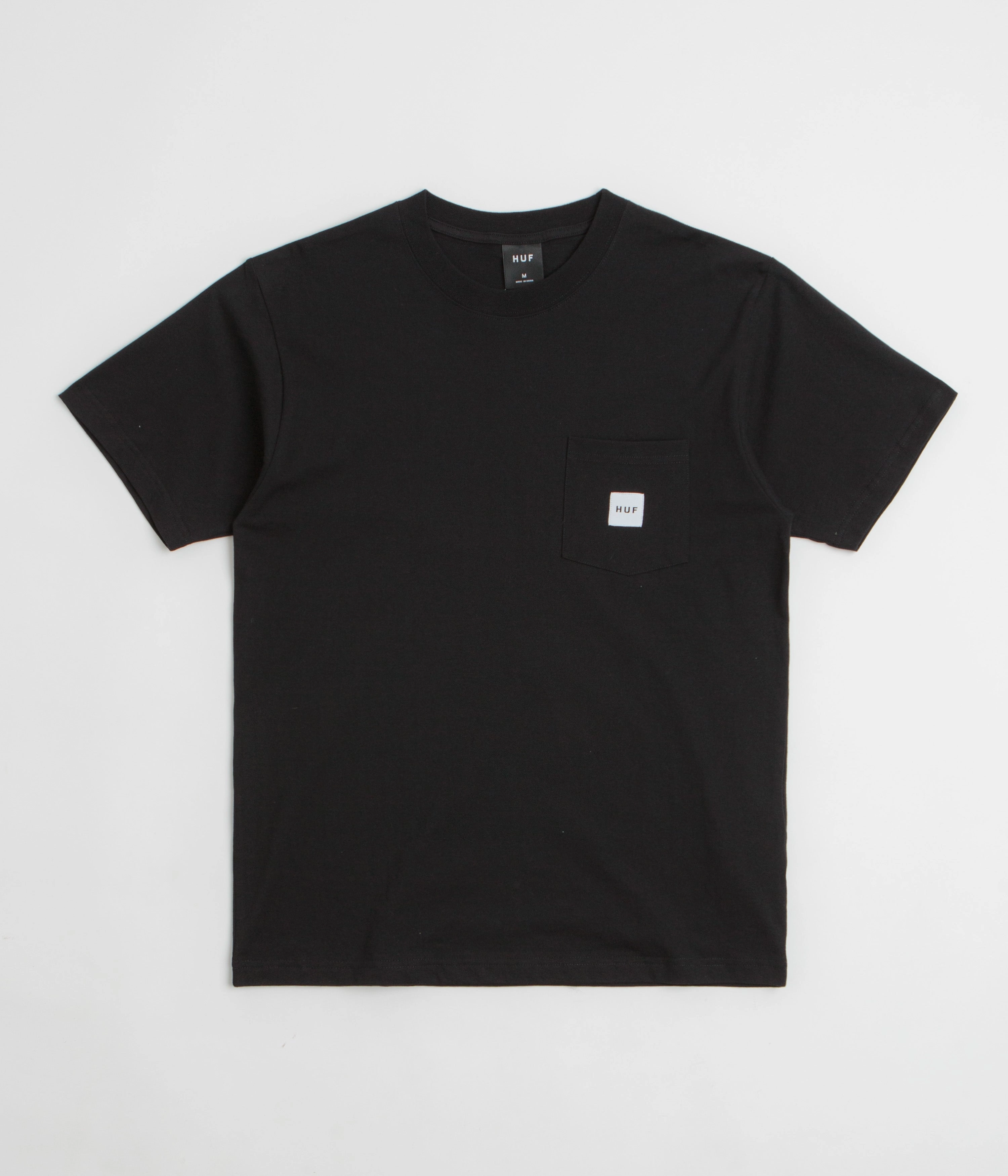 Stylish Waist Coastal area HUF Set Box Logo Pocket T-Shirt - Black