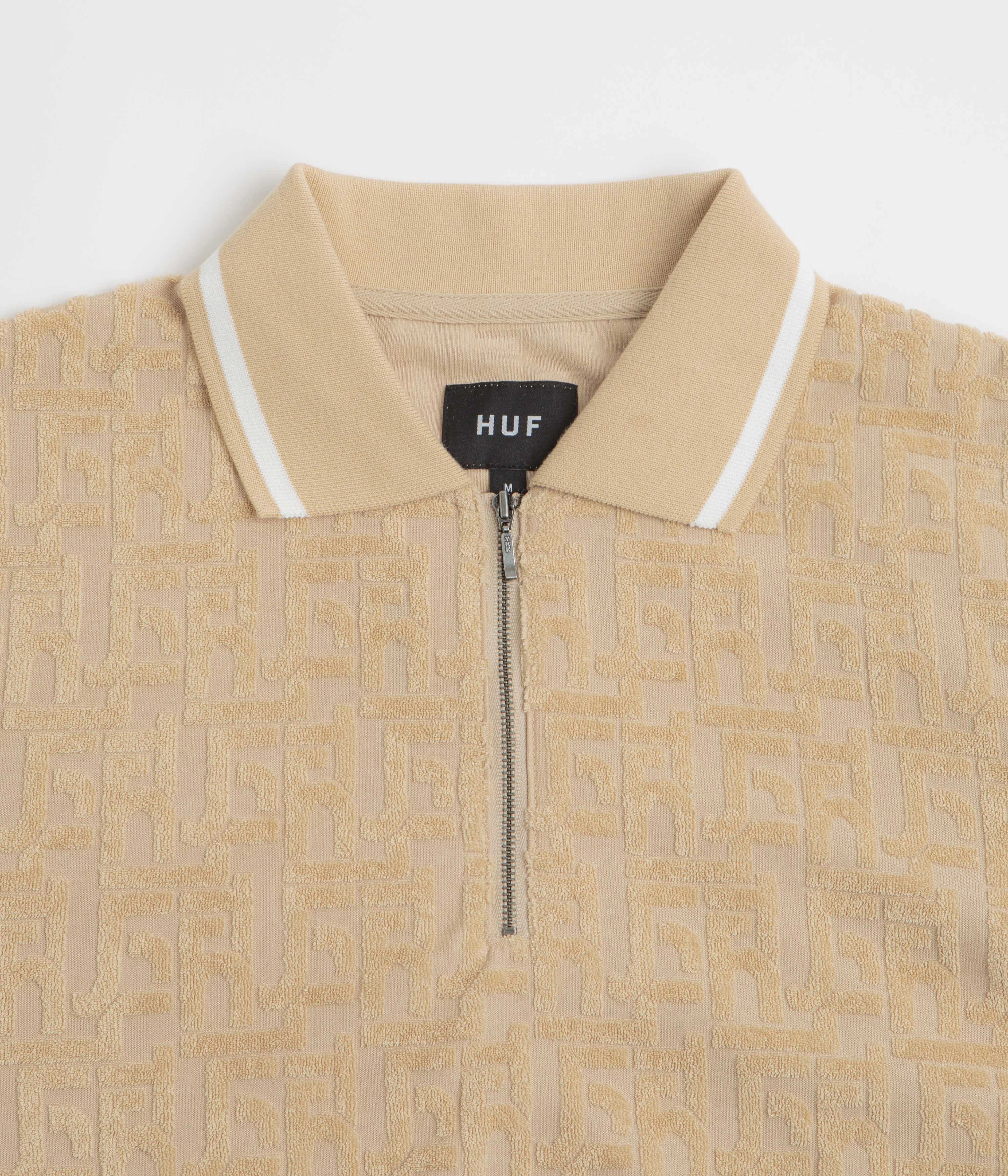 HUF Tether Jacquard 1/4 Zip Polo Shirt - Twill Sleek Style All-Weather Ready