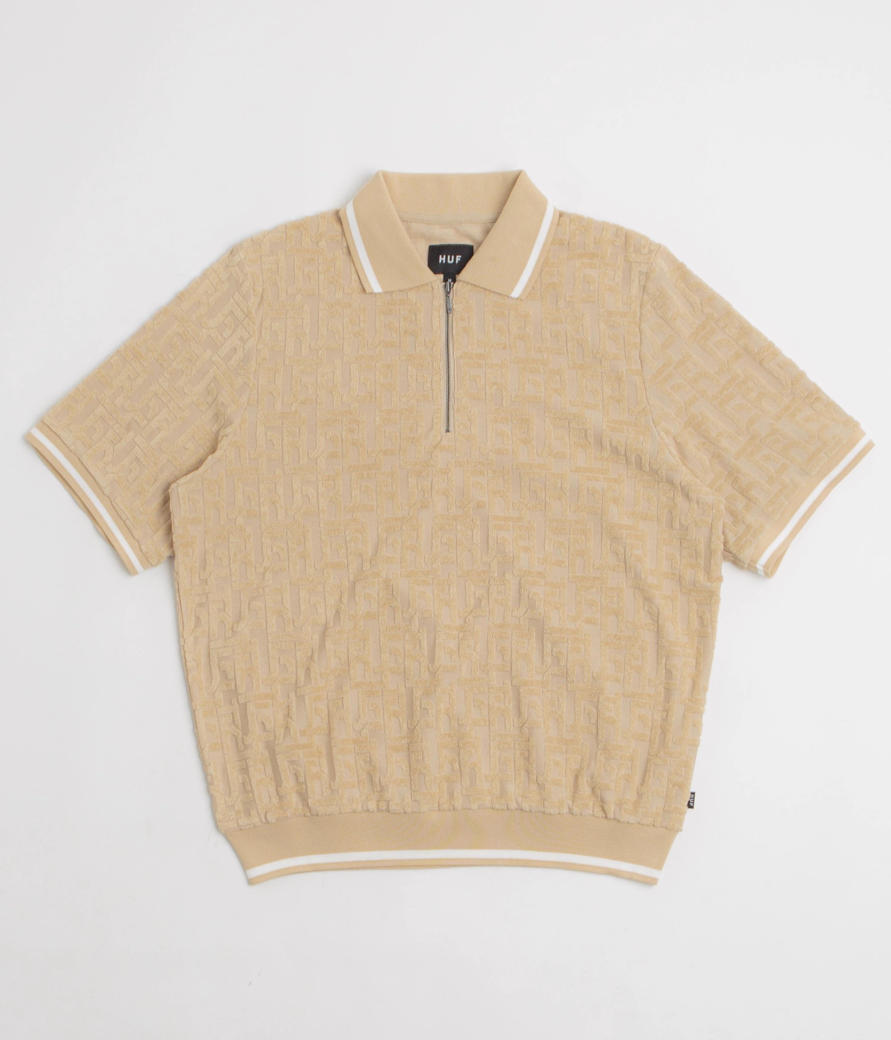 HUF Tether Jacquard 1/4 Zip Polo Shirt - Twill Eco friendly materials Urban Trend