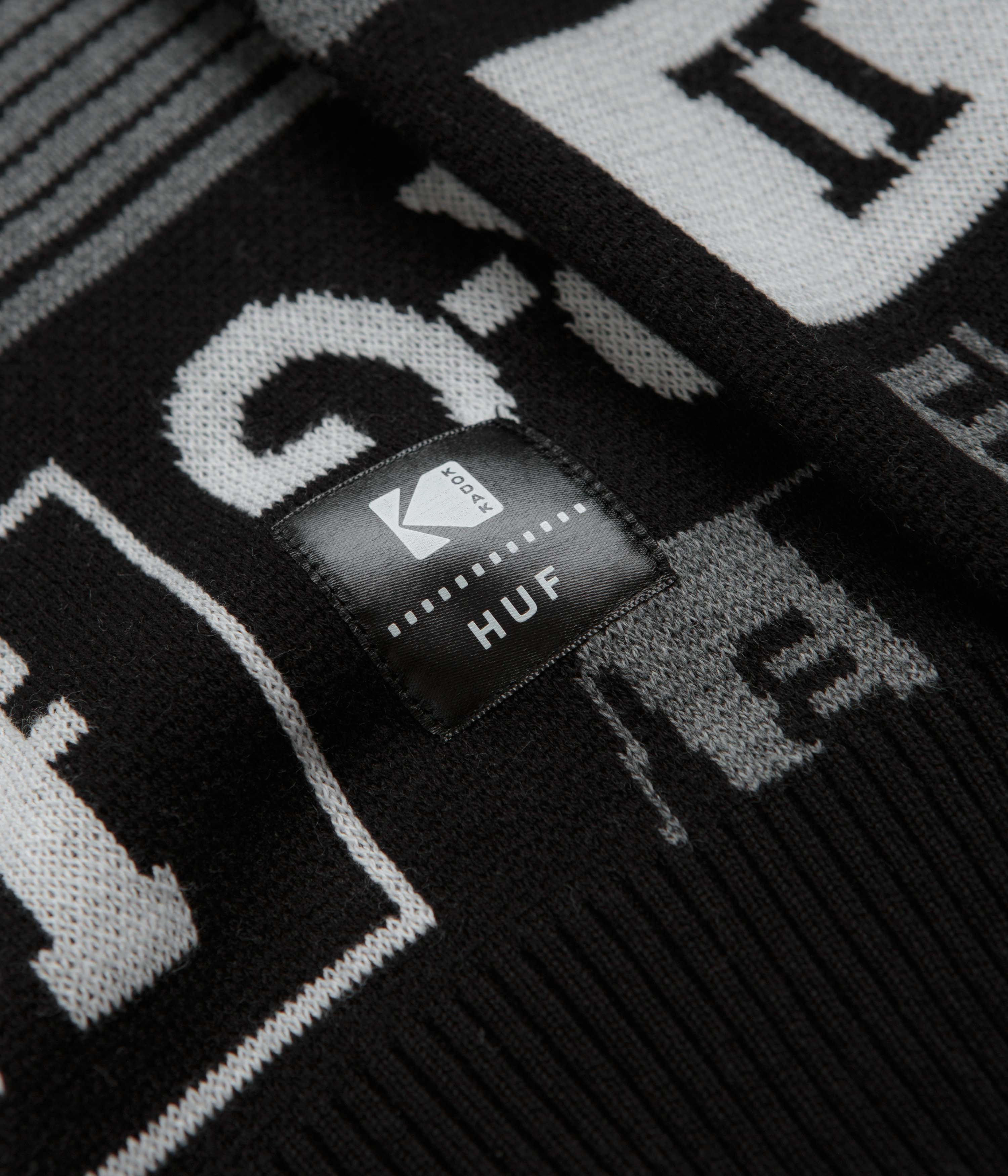 HUF x Kodak Dark Room Jacquard Knit Sweatshirt - Black Athletic product running suitability