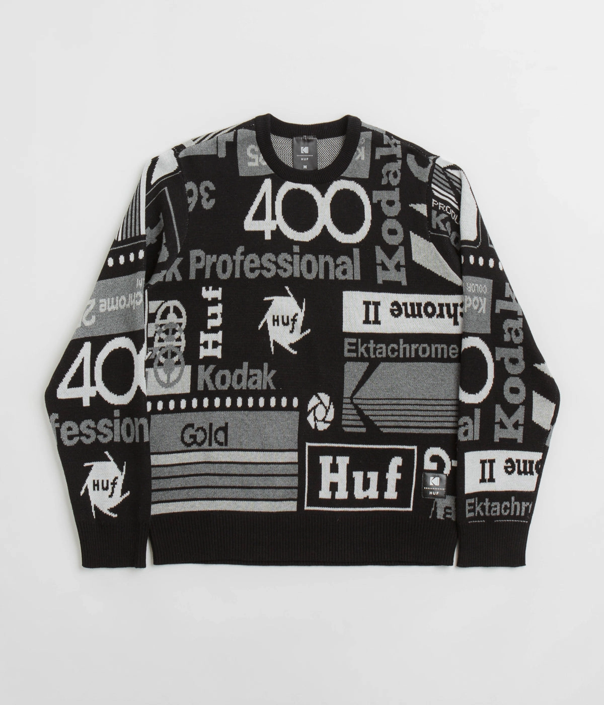 HUF x Kodak Dark Room Jacquard Knit Sweatshirt - Black Weekend Wear Festival Outfit