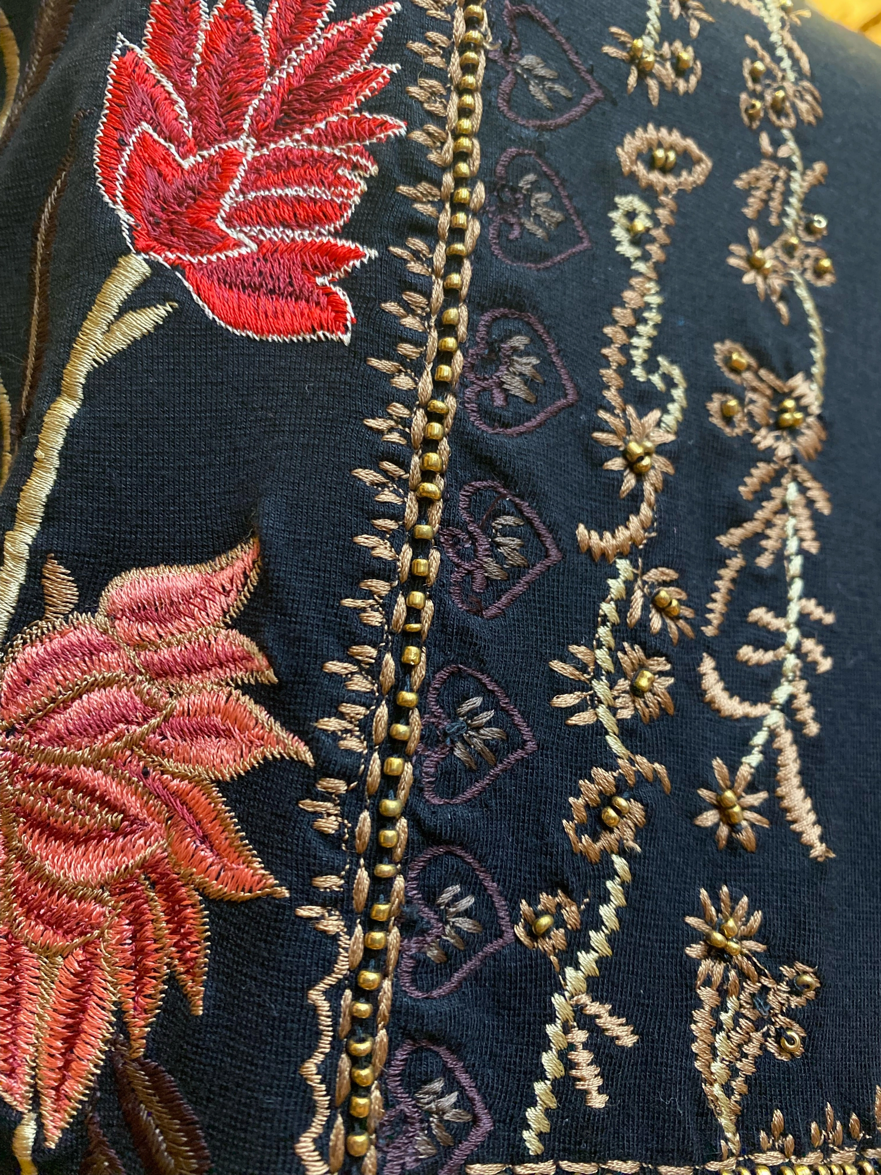 Evening Motion Black Knit Embroidered Blouse by Vintage Collection