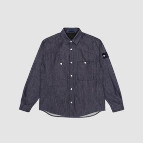 Sporty Look Effortless Comfort INDIGO DENIM-RAW OVERSHIRT